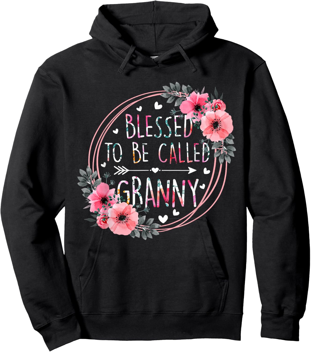 Blessed to be called Granny Mother's Day Granmda Flower Hoodie - Hoodie | Black