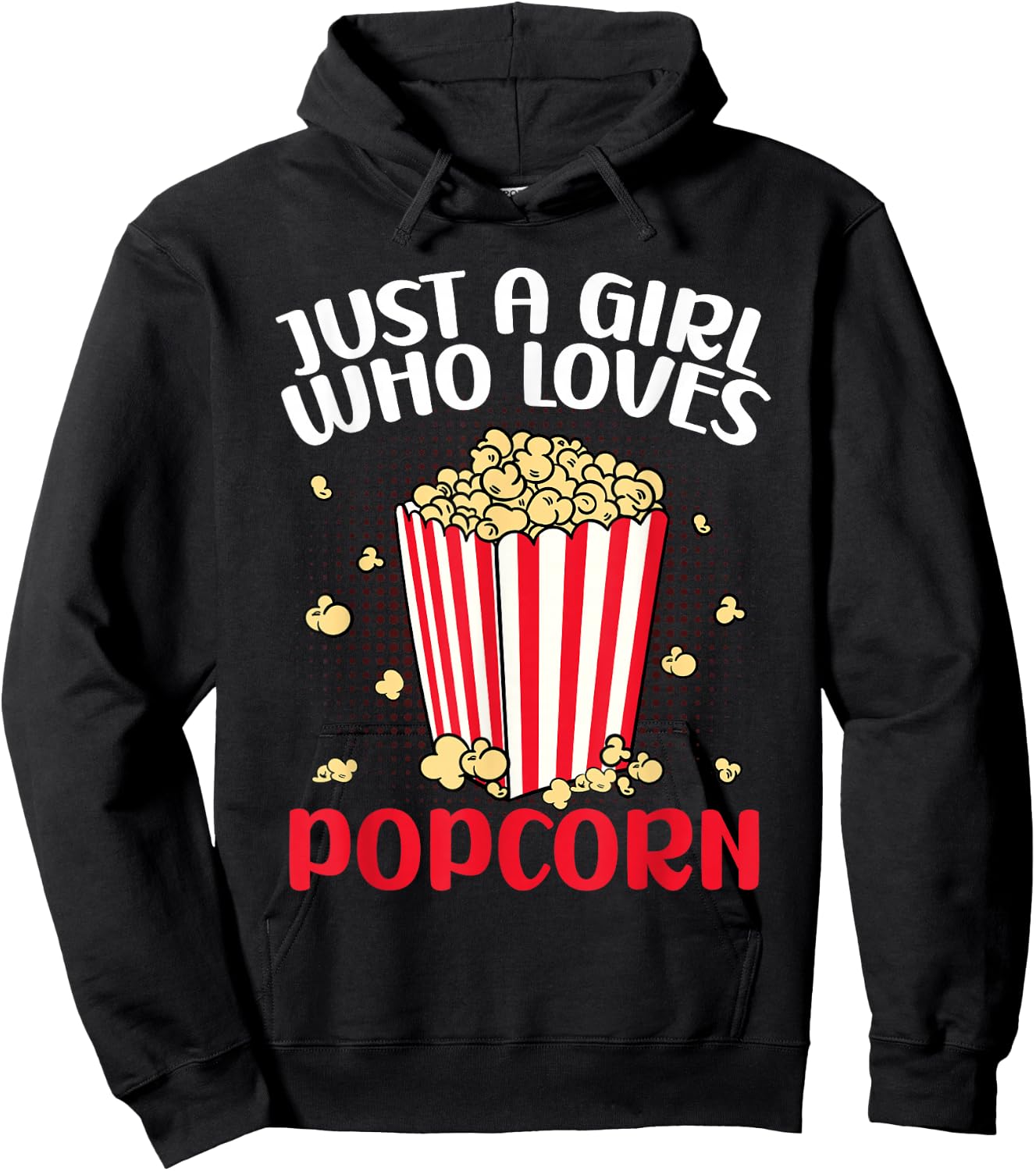 Women Movie Night Cute Just A Girl Who Loves Popcorn Hoodie - Hoodie | Black