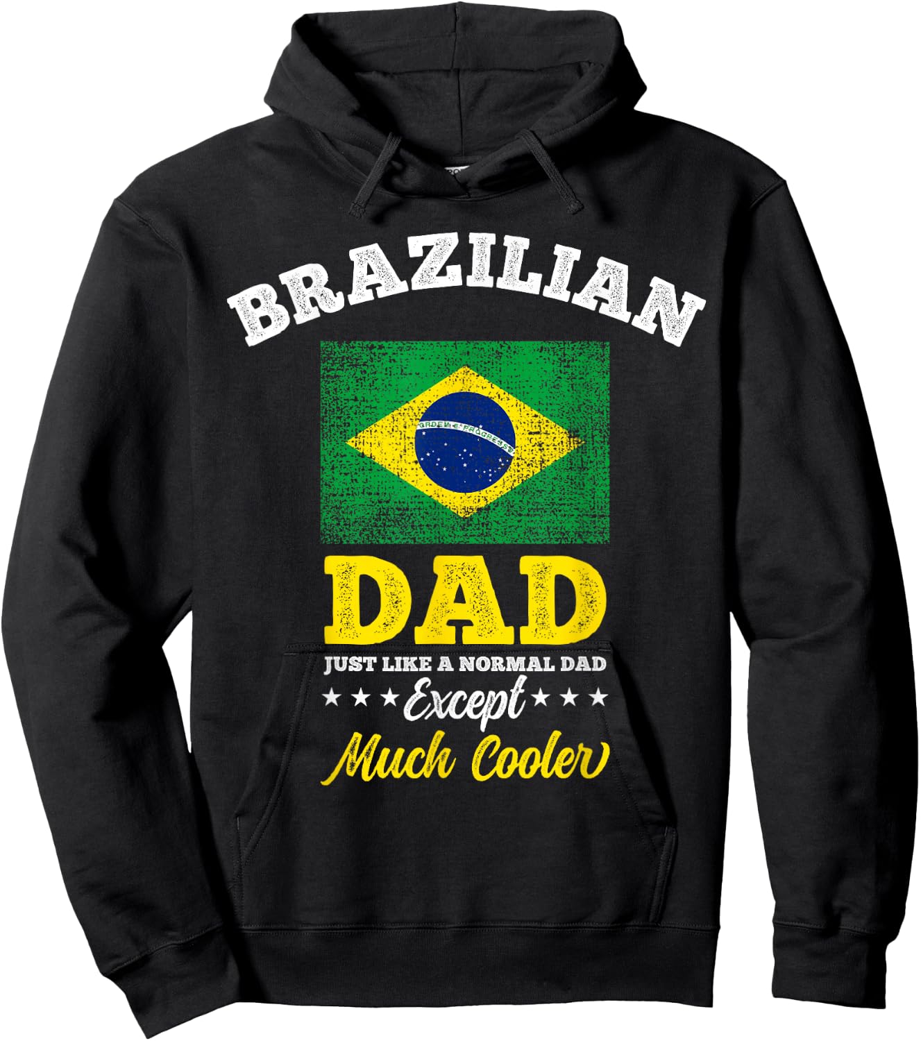 Brazil Flag Fathers Day Brazilian Dad Hoodie - Hoodie | Black