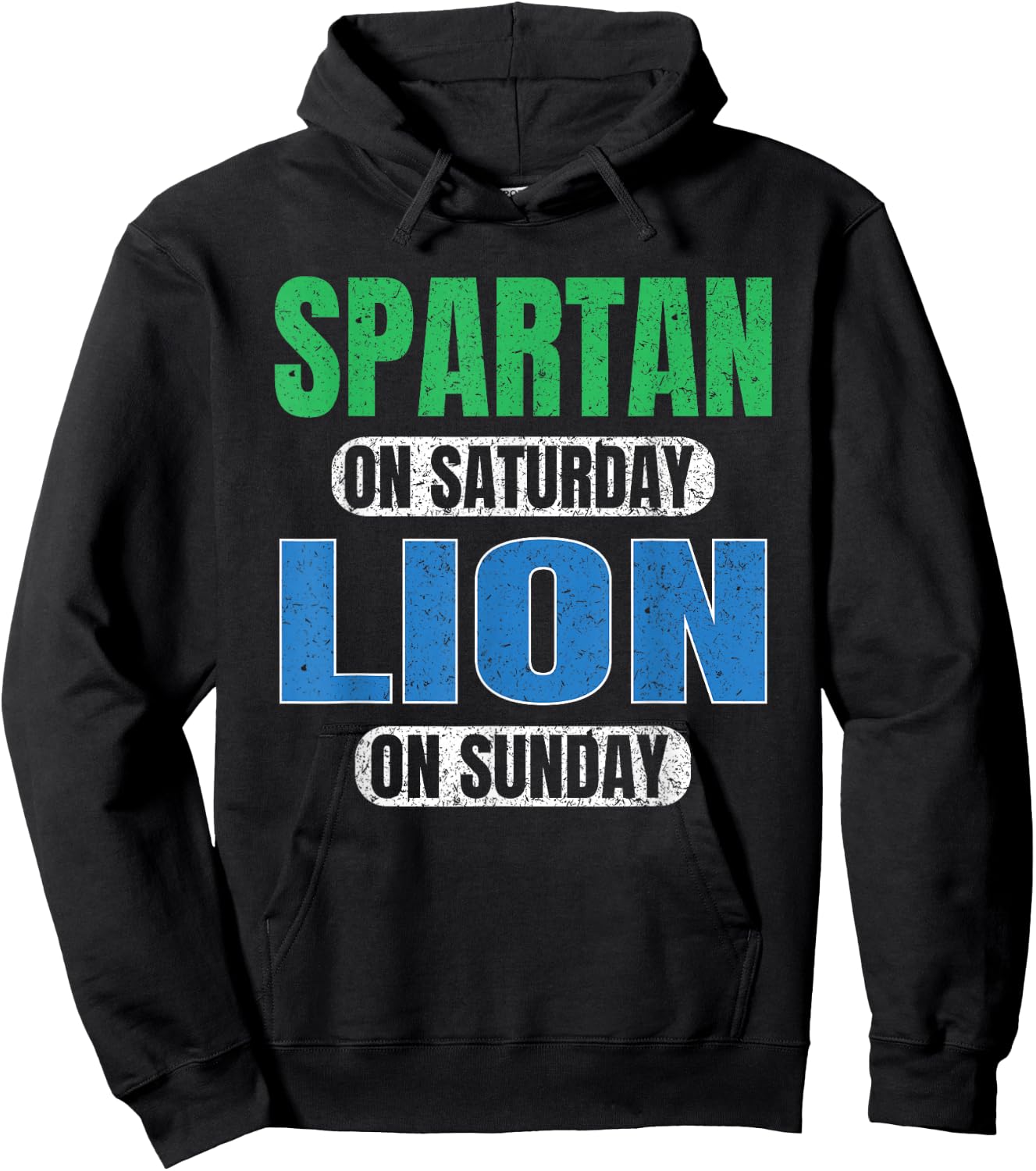 Spartan on Saturday Lion on Sunday Funny Motivation Vintage Hoodie - Hoodie | Black