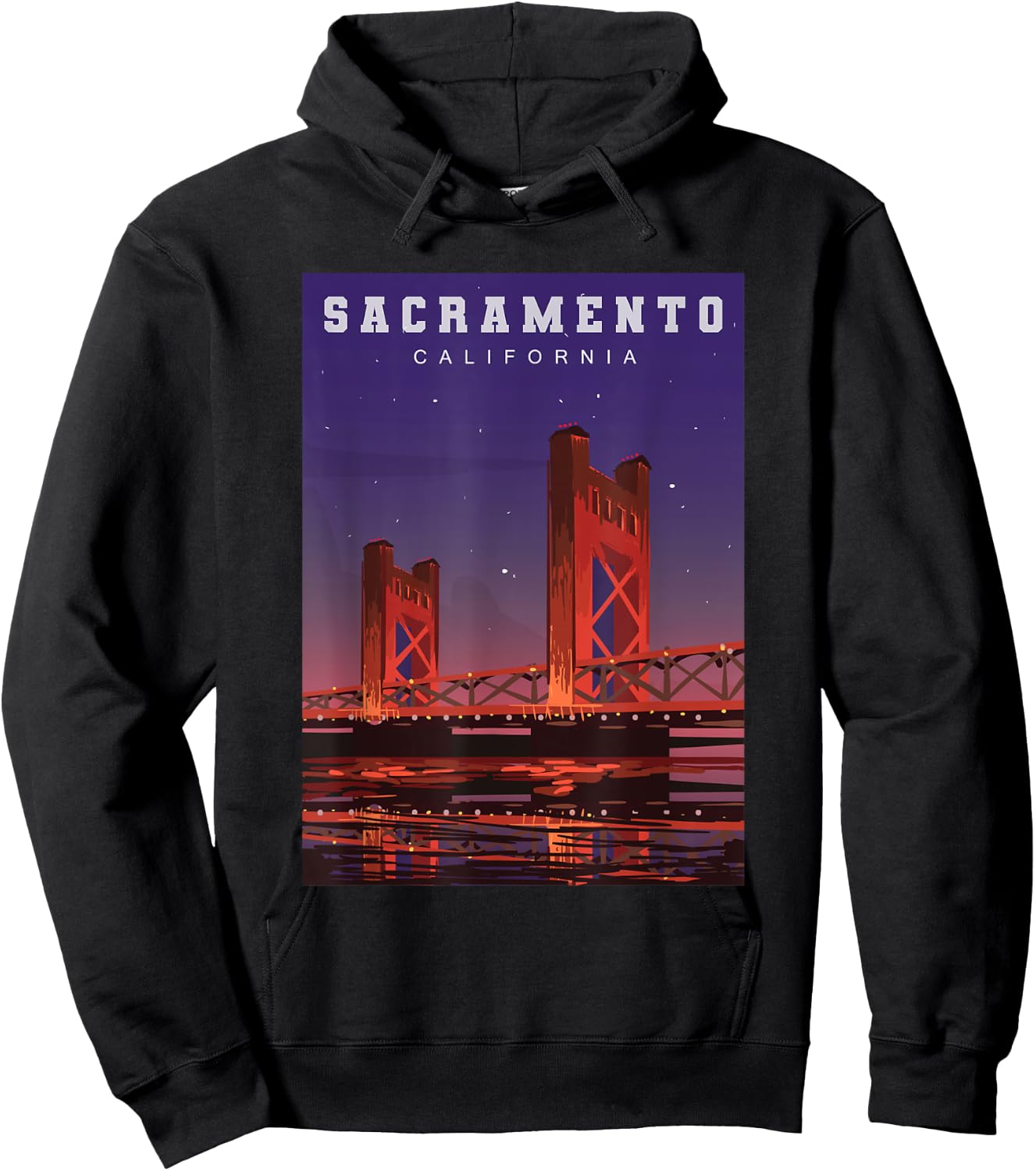 Sacramento California Tower Bridge River Landscape Hoodie - Hoodie | Black