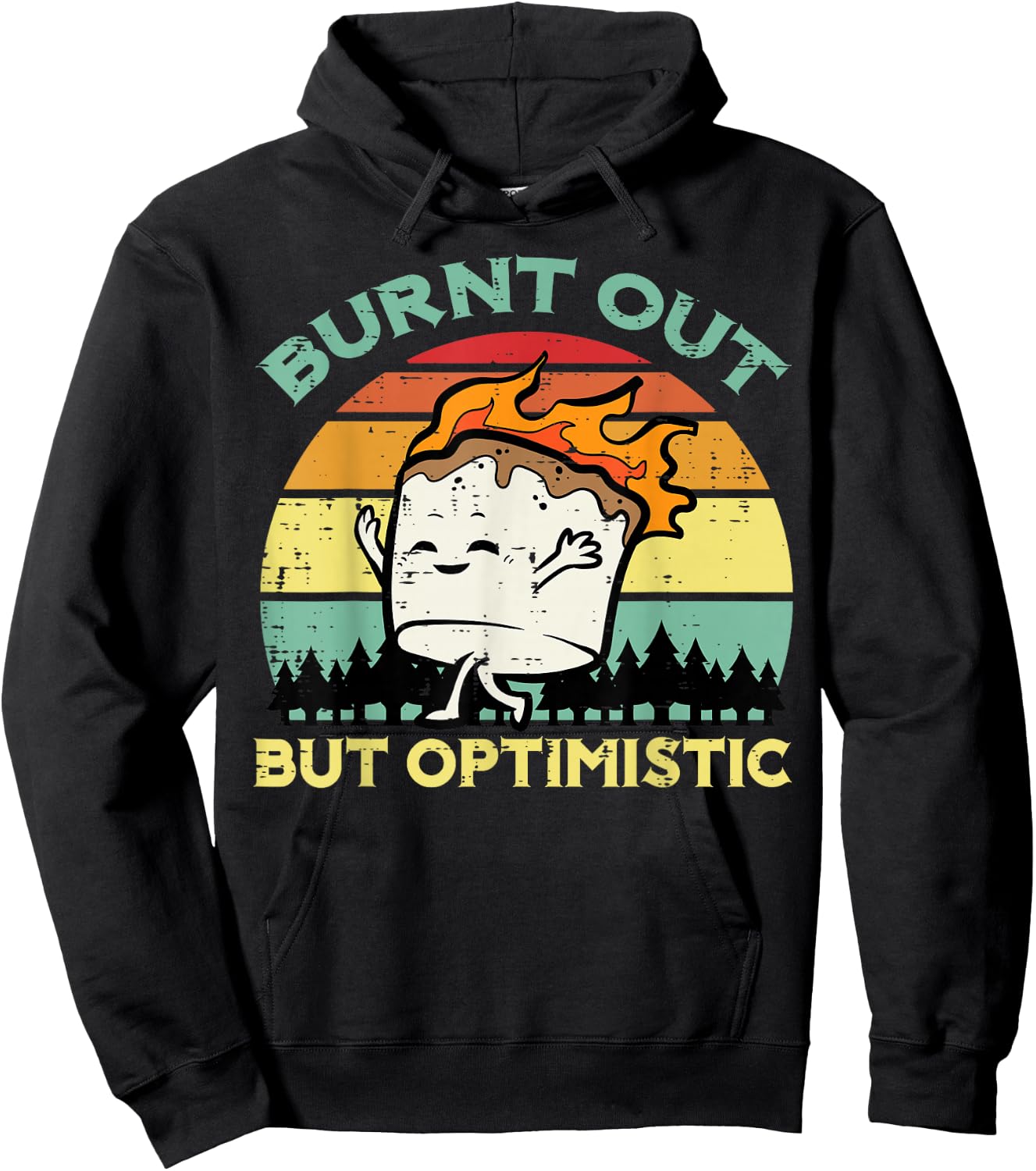 Camping Marshmallow Burnt Out Optimistic Camp Men Women Kids Hoodie - Hoodie | Black