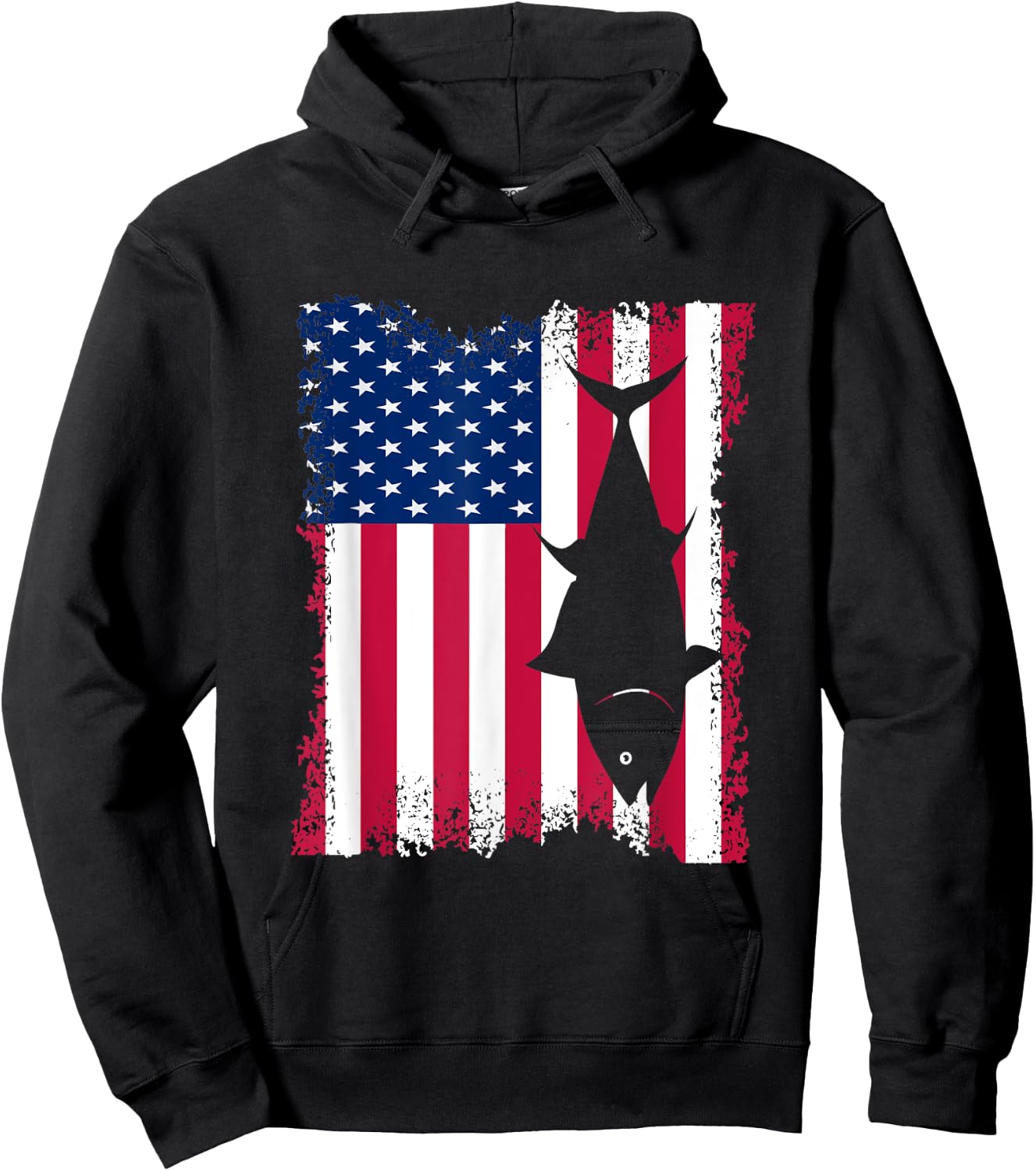 Vintage Love Yellowfin Tuna Vintage US Flag Bluefin Tuna Hoodie - Hoodie | Black