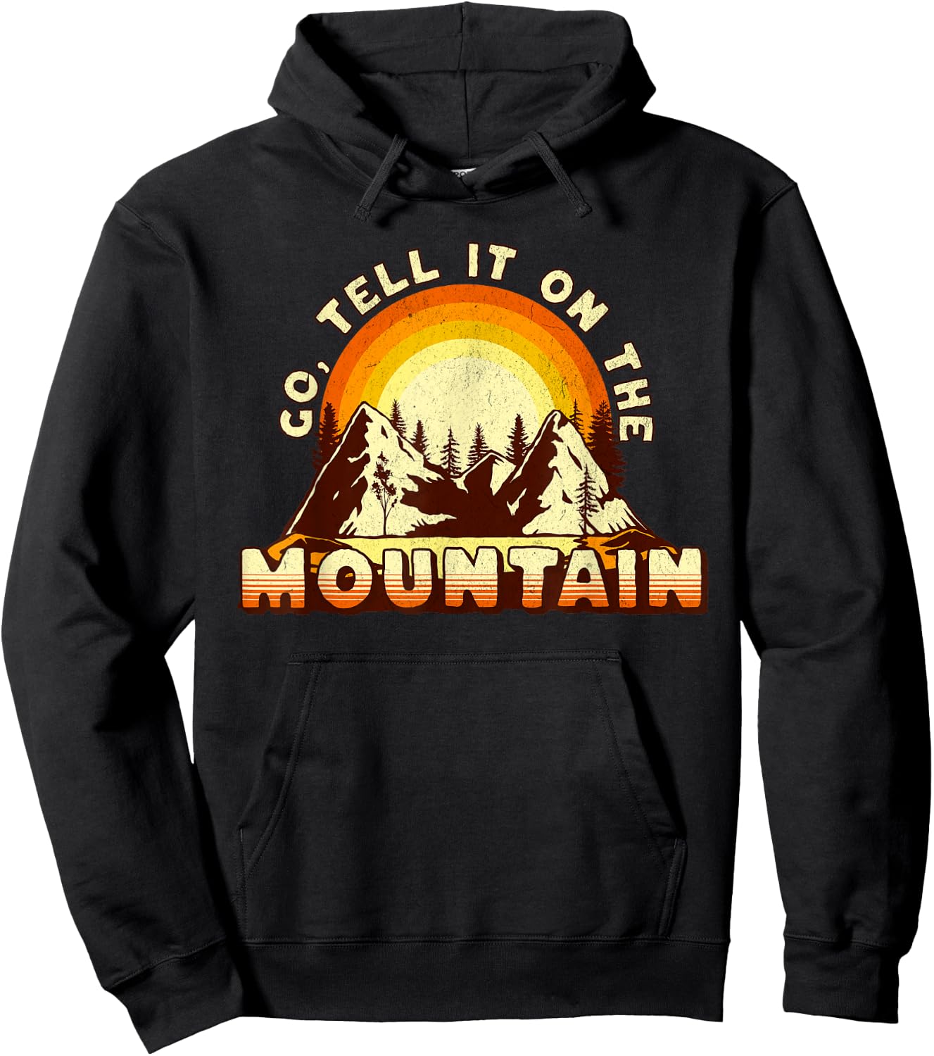 Go Tell It On the Mountain Retro Sunset Christmas Carol Hoodie - Hoodie | Black