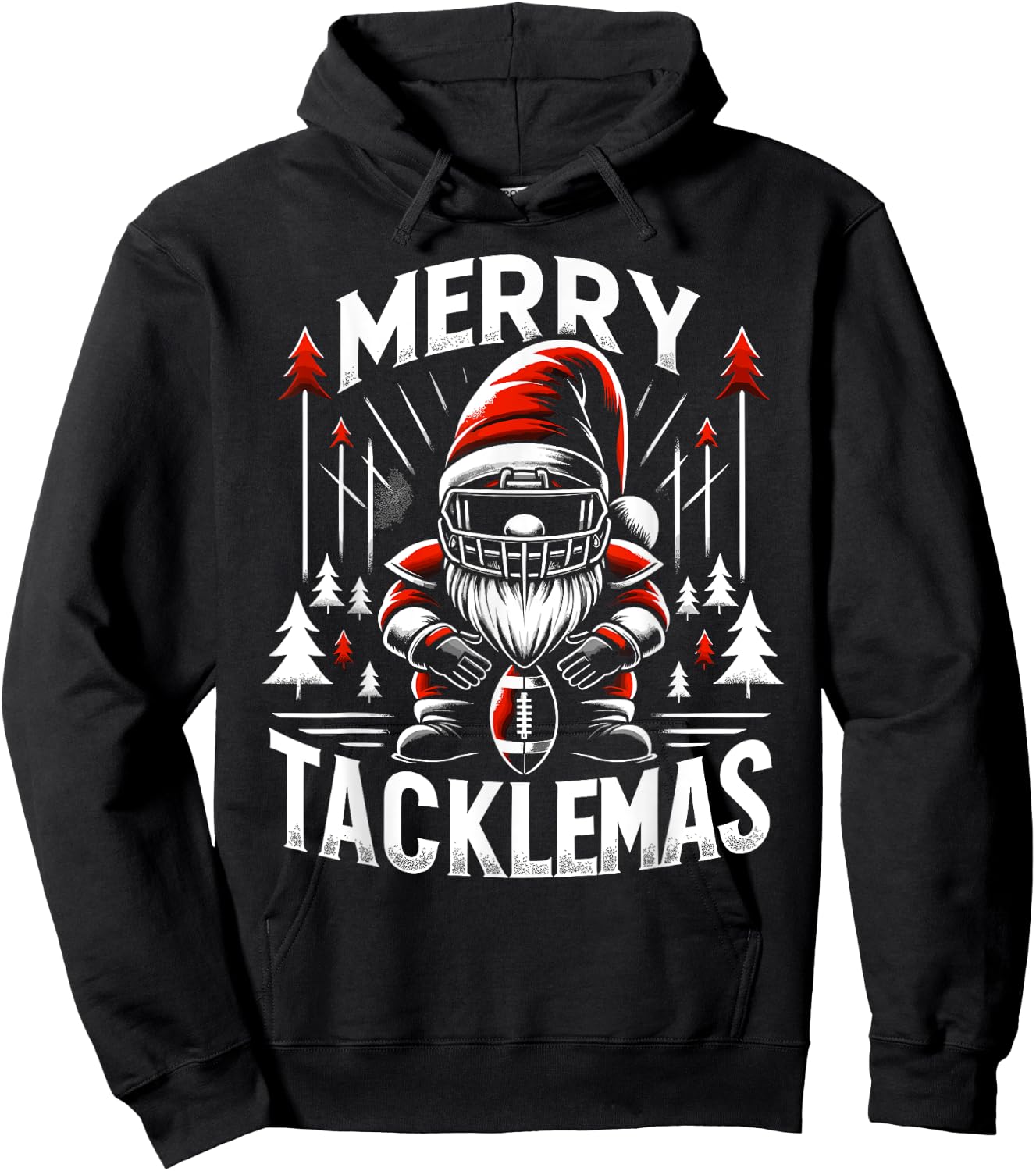 Football Gnome, Merry Tacklemas, Linebacker Christmas Hoodie - Hoodie | Black