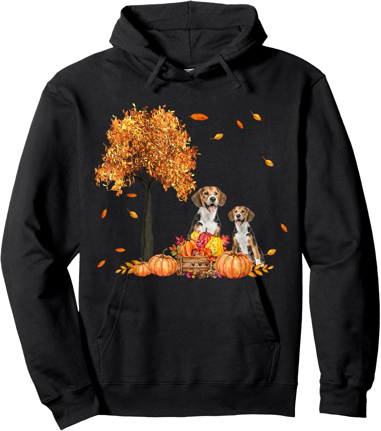 Beagle Autumn Leaf Fall Dog Lover Thanksgiving Halloween Men Women Kids Hoodie - Hoodie | Black