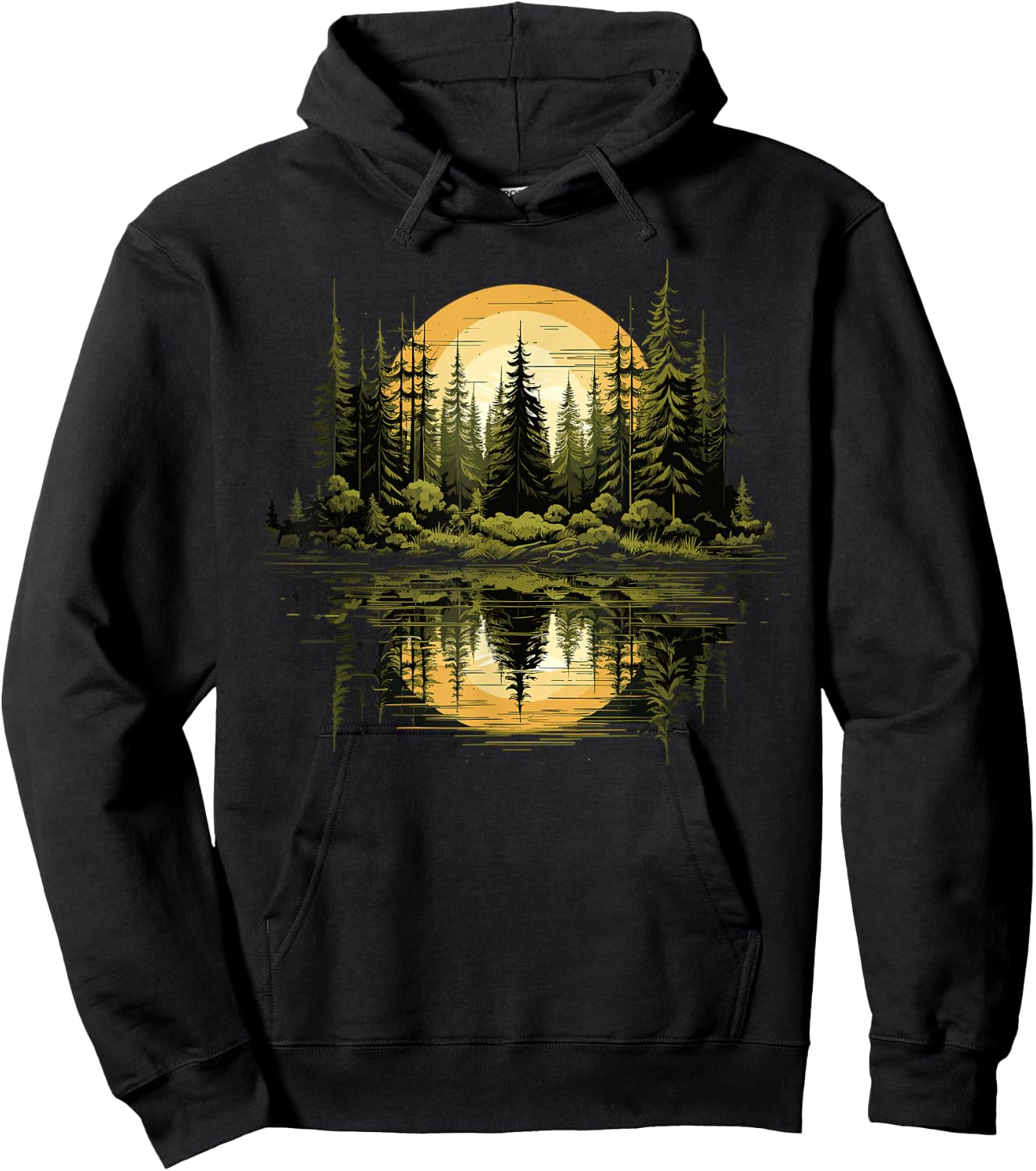 Nature Reflection Forest Trees Outdoor Wildlife Hoodie - Hoodie | Black