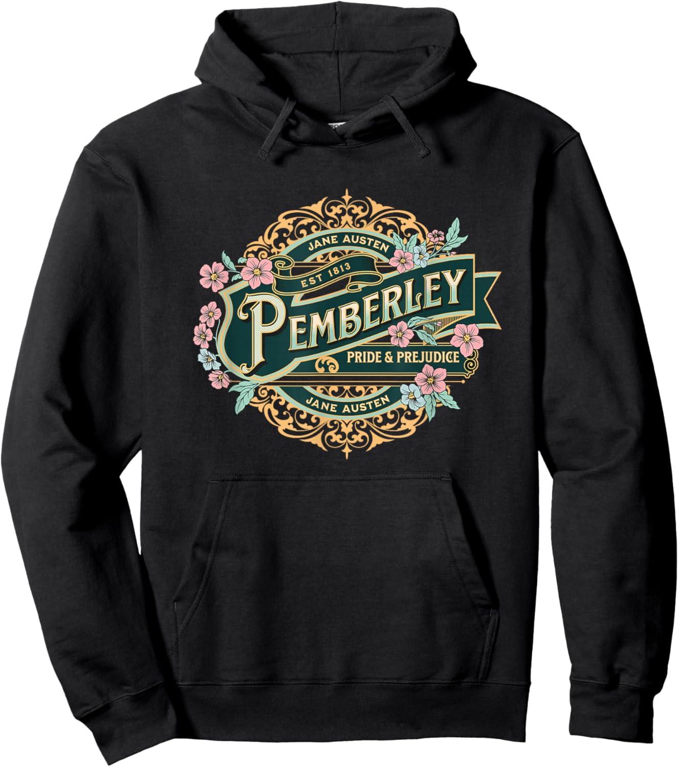 Pemberley Pride and Prejudice Jane Austen Design Hoodie - Hoodie | Black