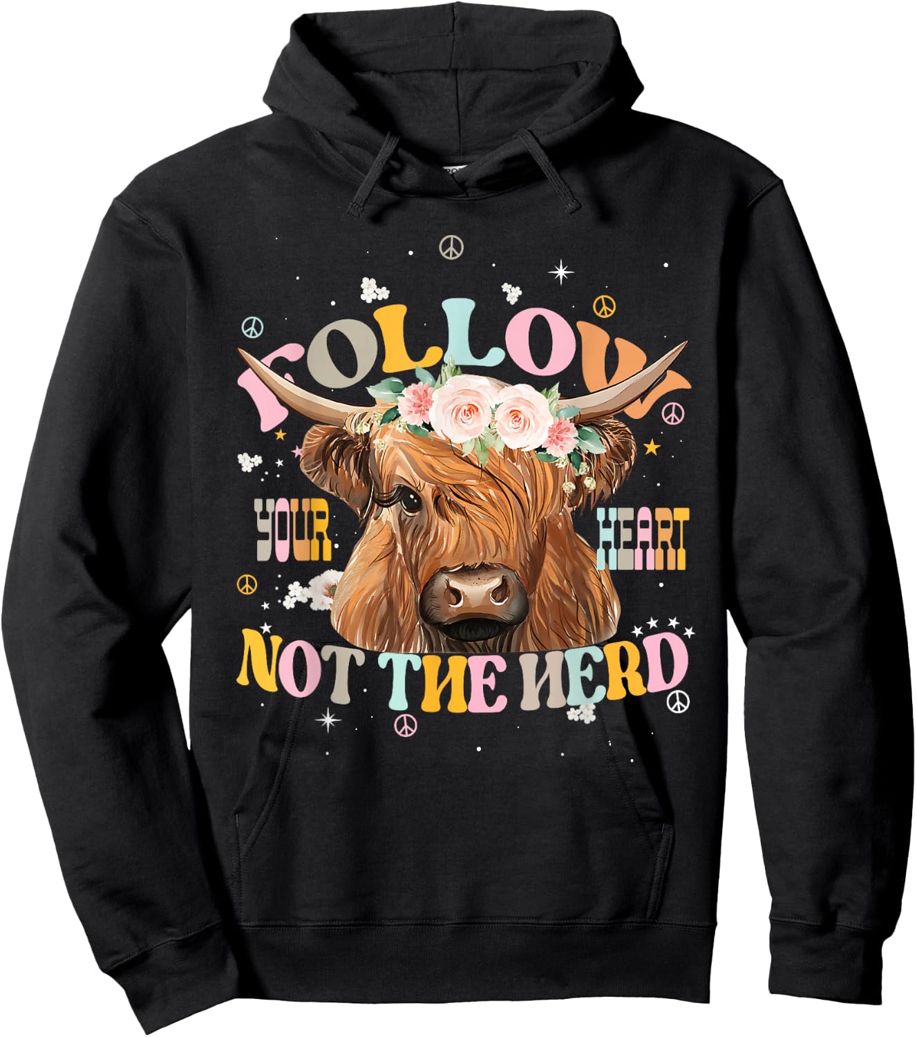 Follow Your Heart Not The Herd Heifer Apparel Hoodie - Hoodie | Black