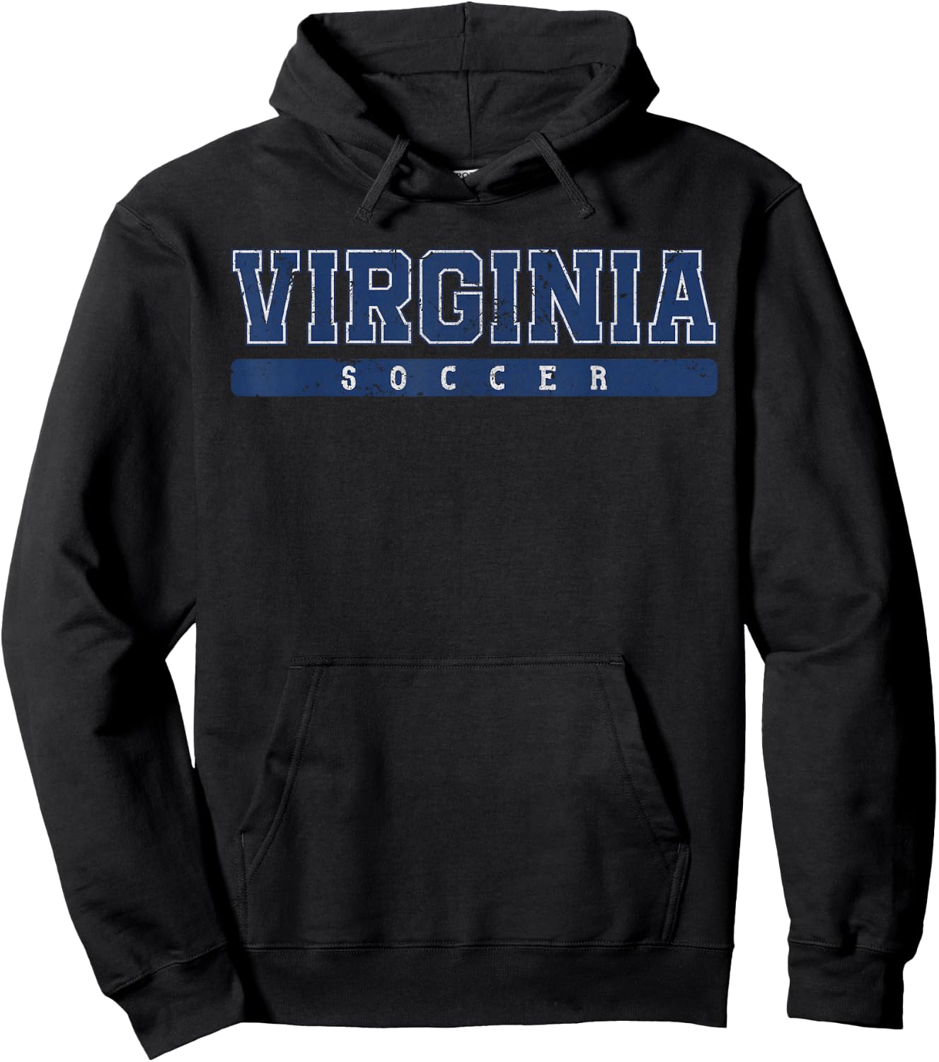Virginia Soccer Blue Vintage Text Hoodie - Hoodie | Black