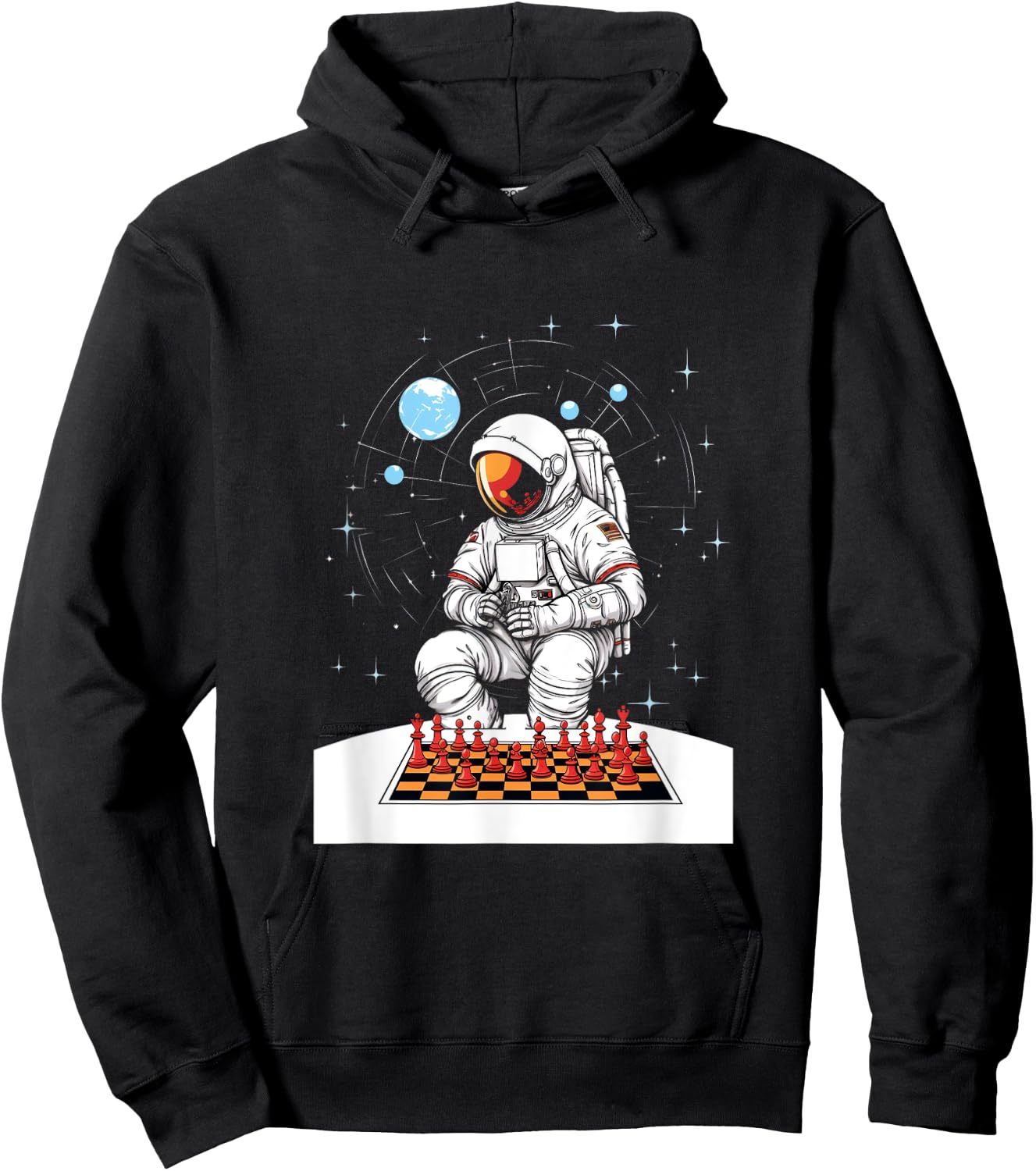 Chess player astronaut chess board chess game chess game Hoodie - Hoodie | Black