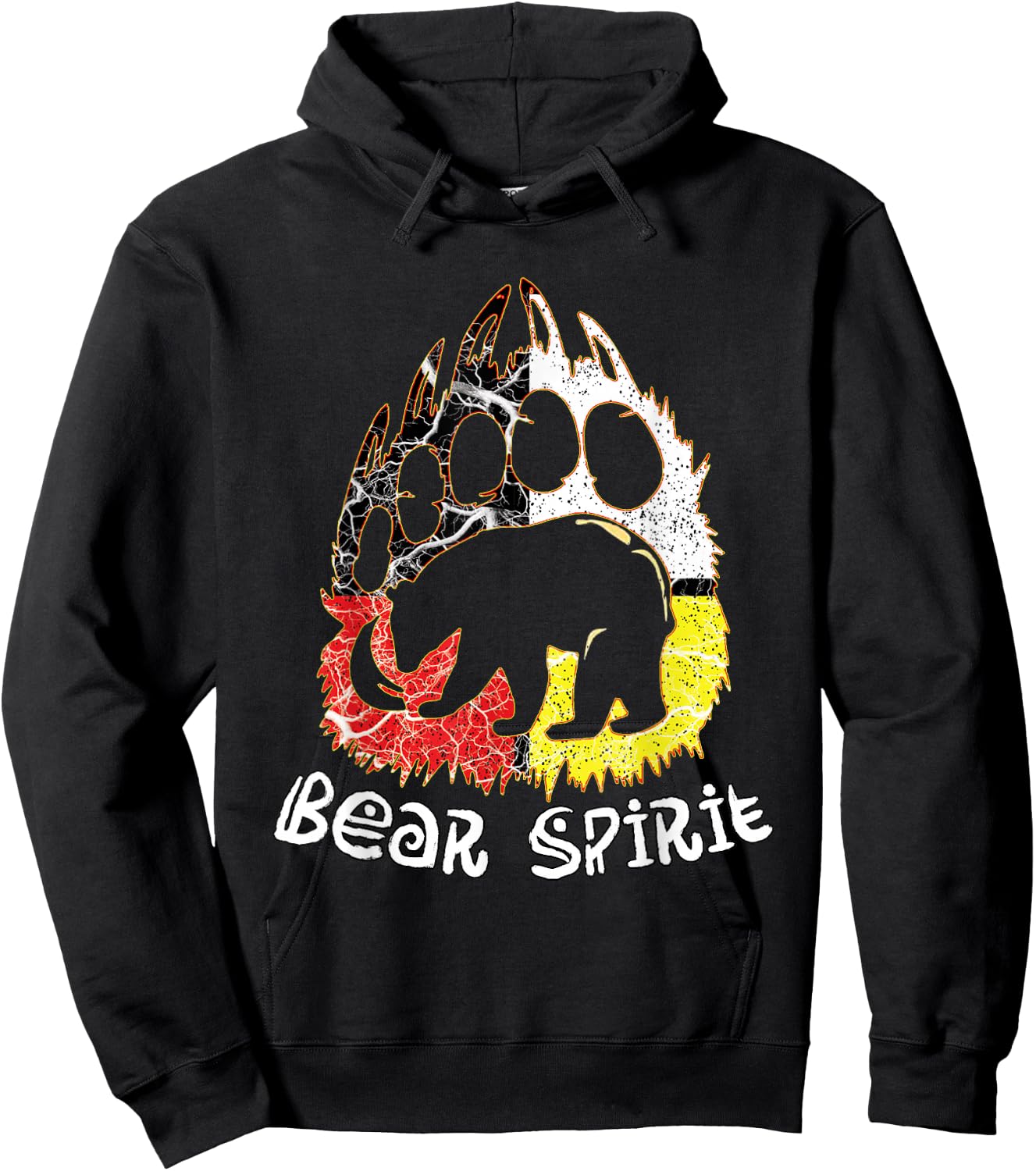 Native American Bear Spirit, Bear Paw Hoodie - Hoodie | Black