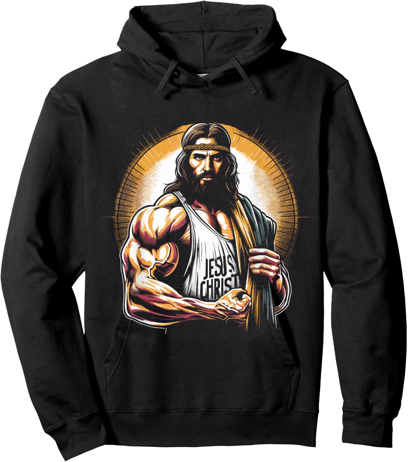 Muscular Jesus Christ - Funny Weightlifting Jesus Gym Sports Hoodie - Hoodie | Black