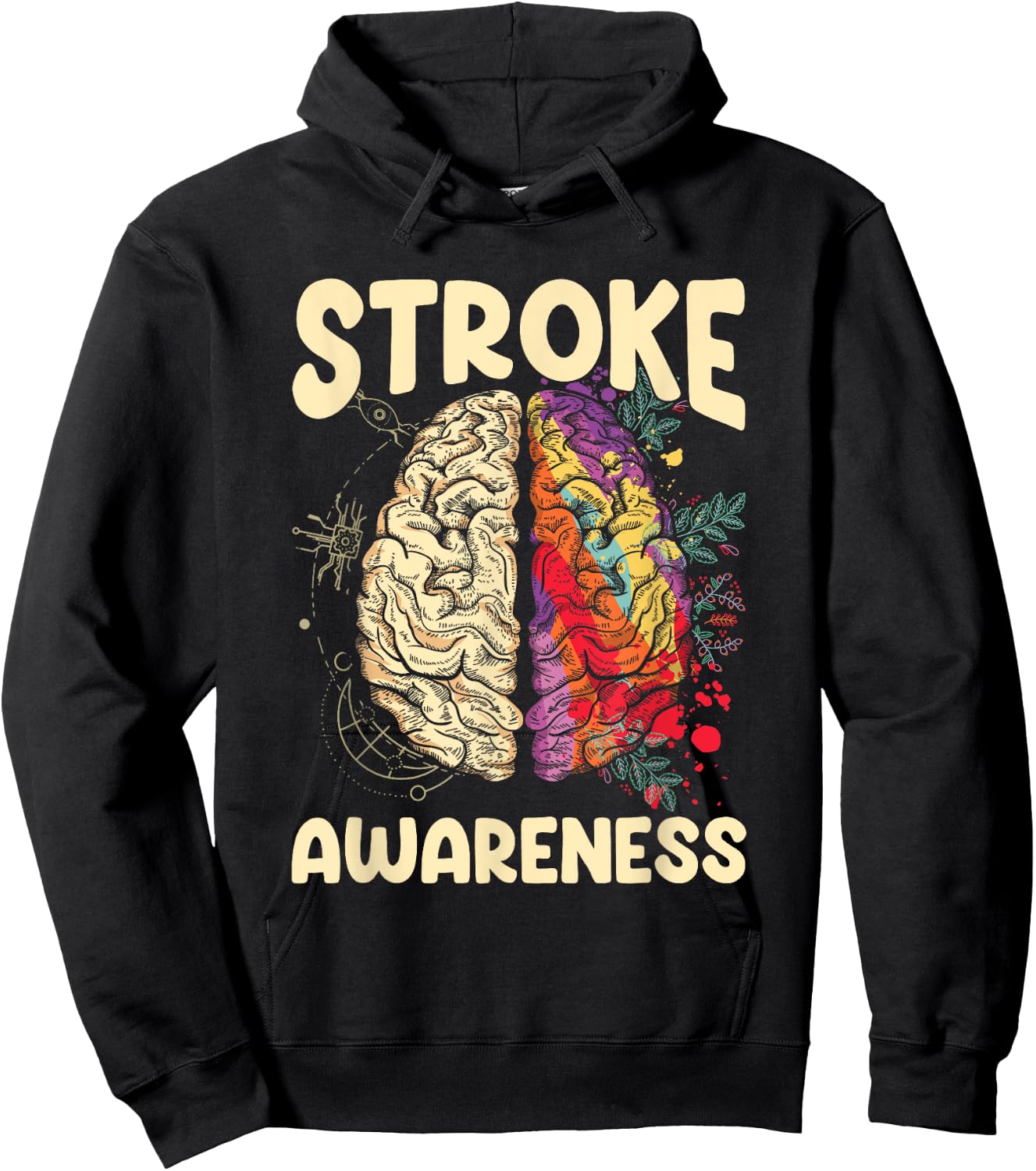 Stroke Awareness Month Stroke Survivor Brain Red Ribbon Hoodie - Hoodie | Black