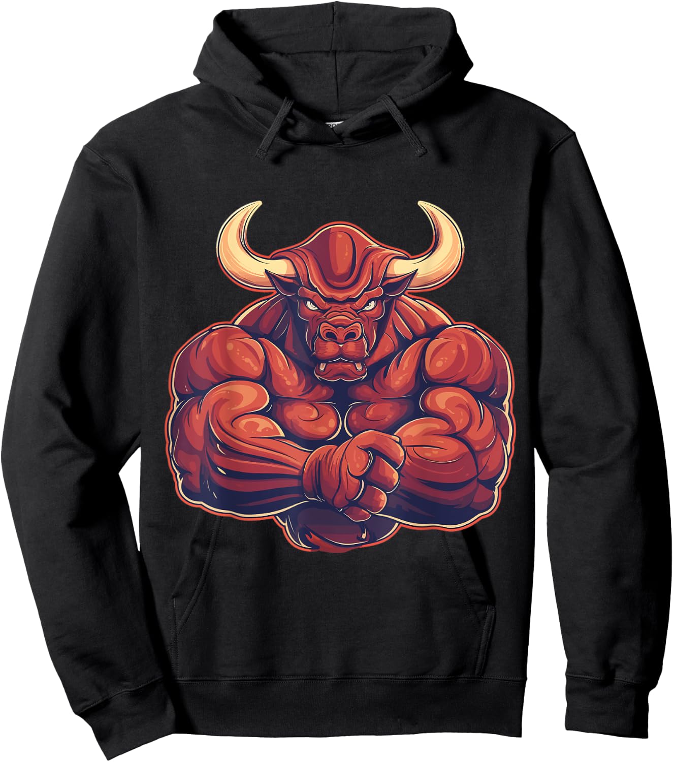 Bull, Muscular, Swole, Weightlifting, Workout, Strong, Bull Hoodie - Hoodie | Black
