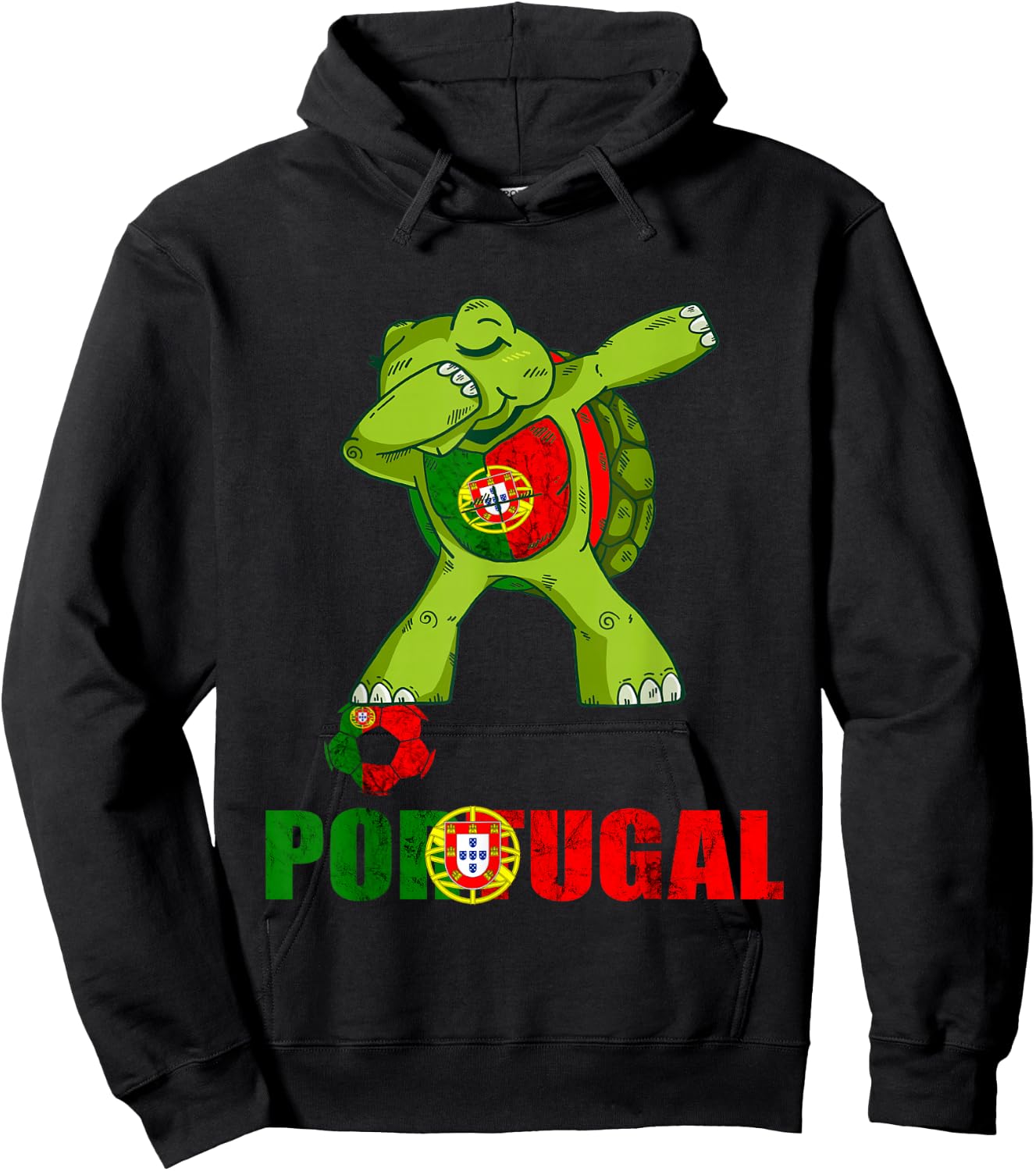 Dabbing Turtle Portugal Soccer Portuguese Roots Portugal Hoodie - Hoodie | Black