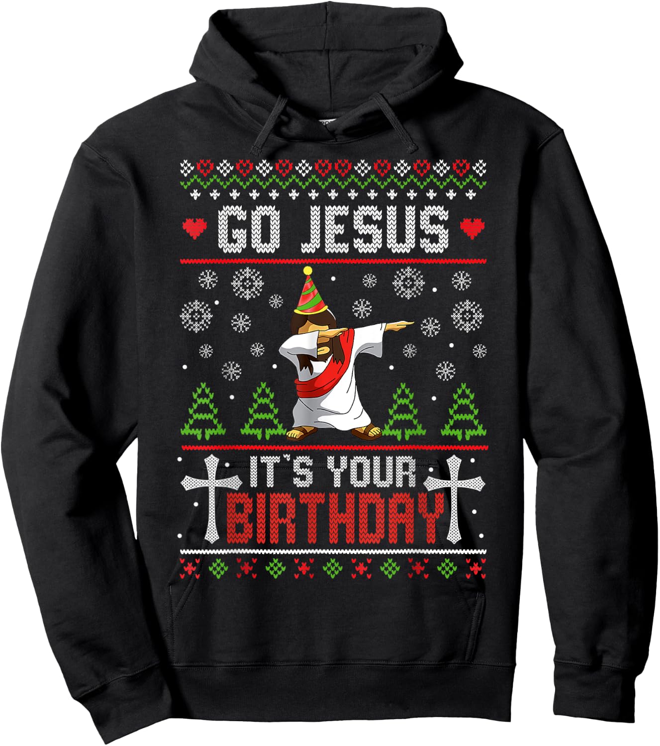 Go Jesus It's Your Birthday Ugly Christmas Sweater Funny Hoodie - Hoodie | Black