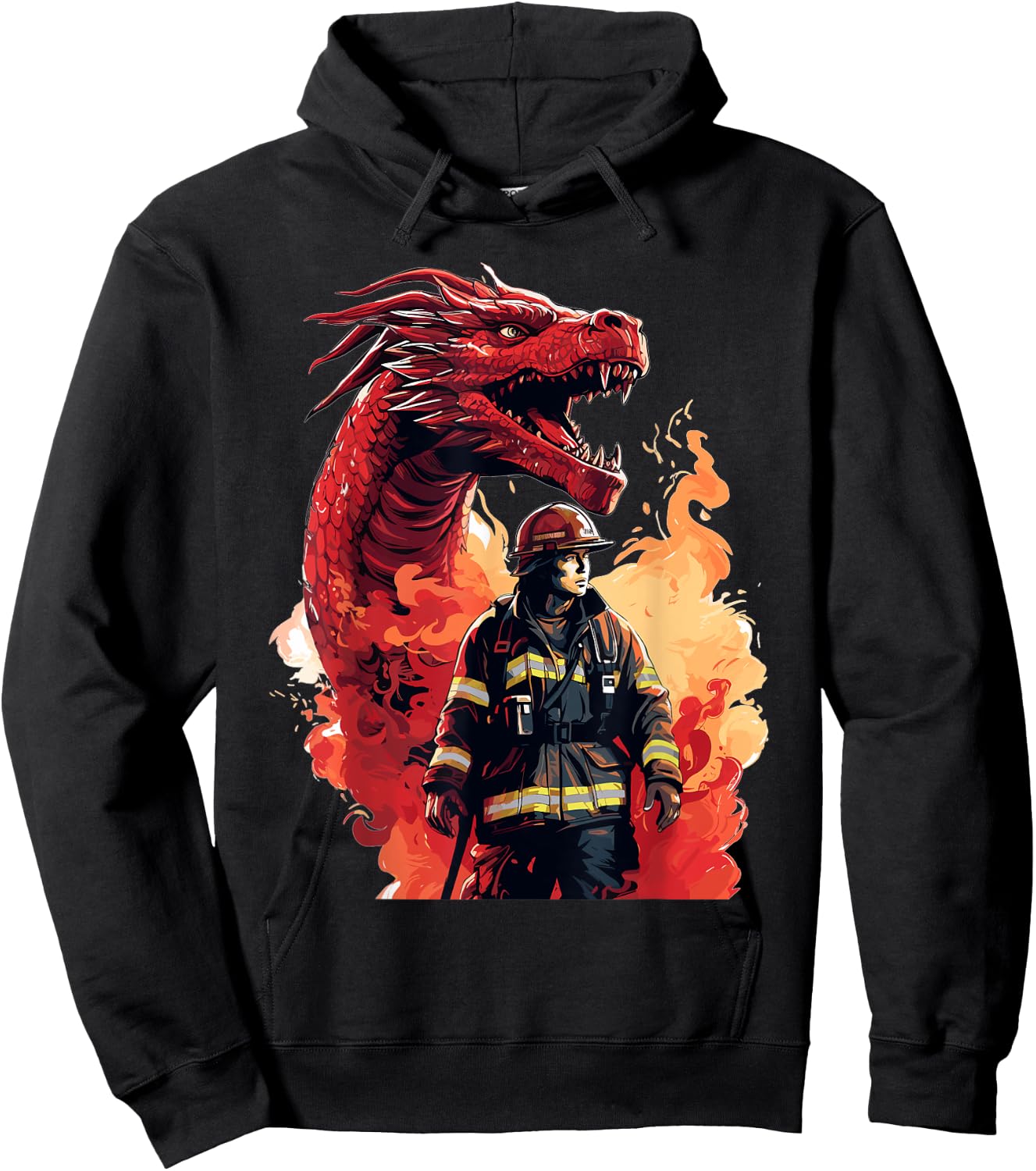 Firefighter Dragon - Firefighter & Fireman Hoodie - Hoodie | Black