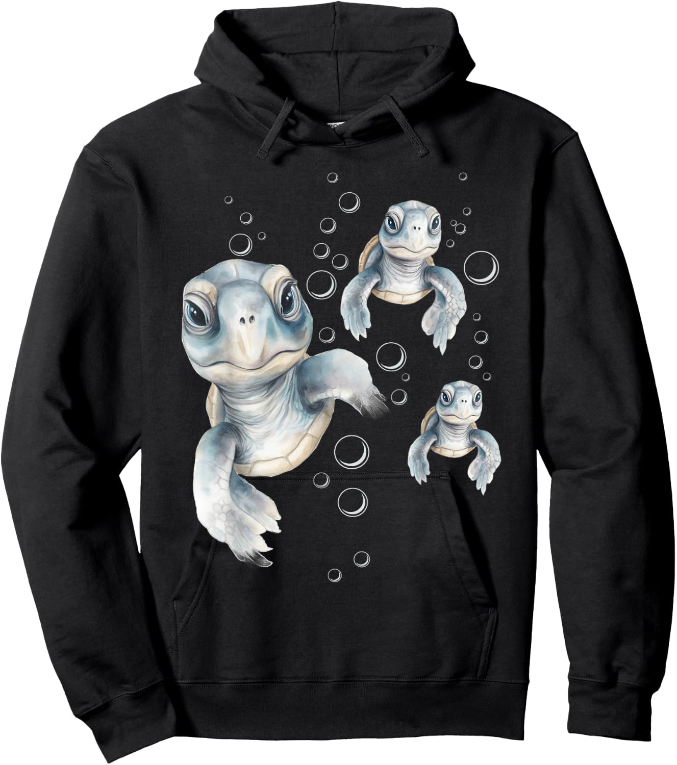 Colorful Swimming Turtles - Summer Vacation Sea Animal Lover Men Women Girls Kids Hoodie - Hoodie | Black