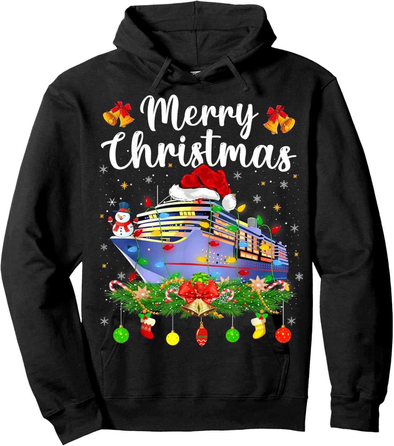 Merry Cruisemas Xmas Lighting Santa Cruise Ship Christmas Hoodie - Hoodie | Black