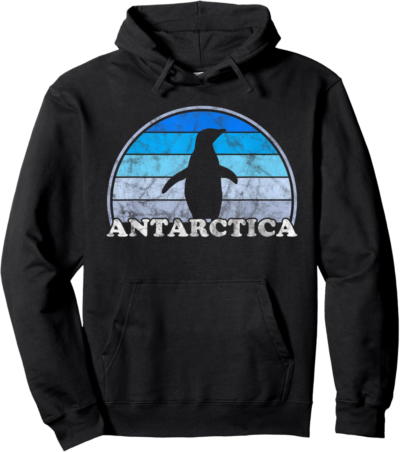 Antarctica - Retro Sunset Penguin Silhouette Artic Hoodie - Hoodie | Black
