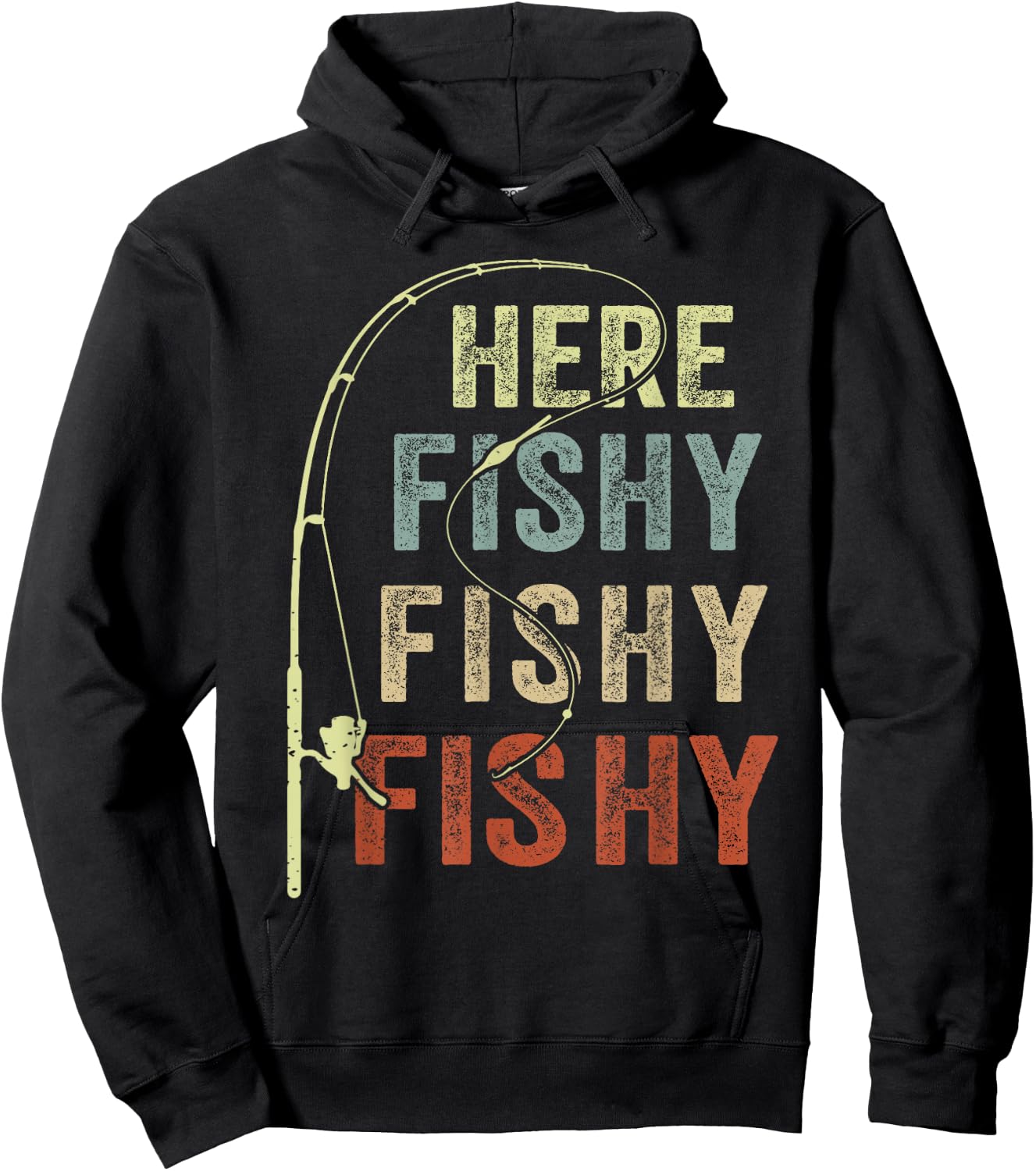 Youth Here-Fishy Fishing-Shirt Boys Toddler Funny Fisherman Hoodie - Hoodie | Black