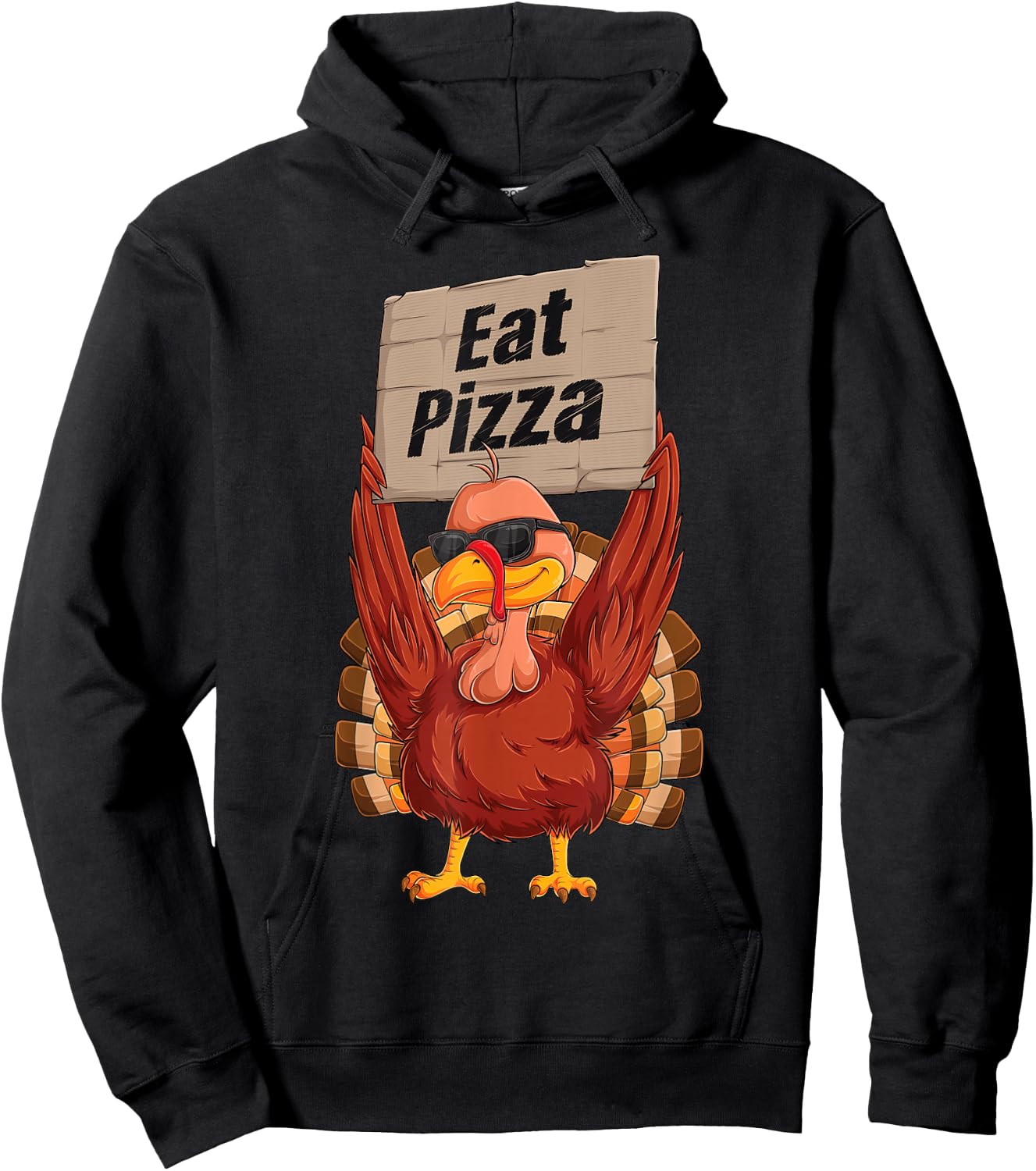 Turkey Eat Pizza Adult Vegan Kids Funny Thanksgiving Gifts Hoodie - Hoodie | Black