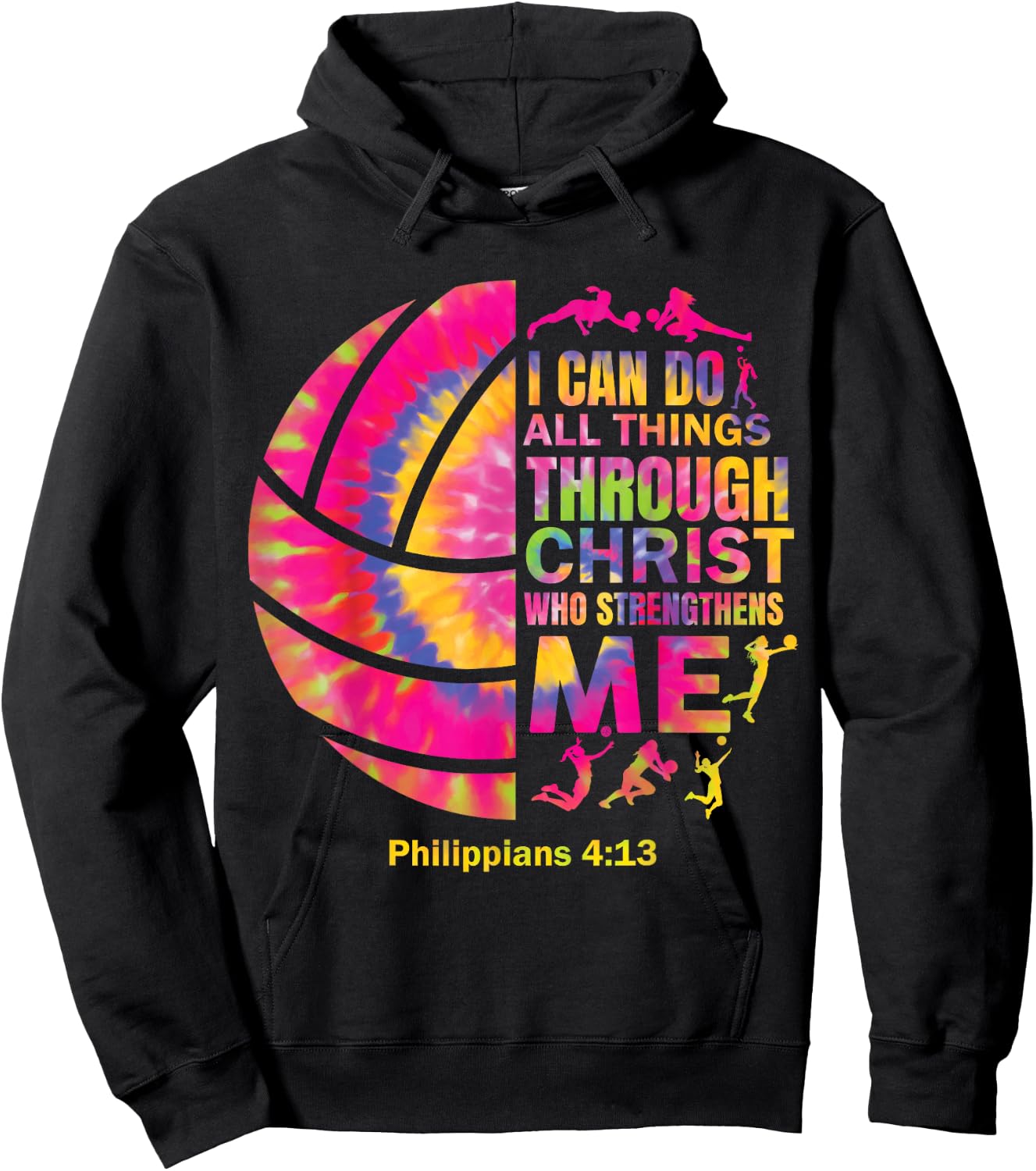 Volleyball t Shirt Teen Girls Women Christian Christ Tie Dye Hoodie - Hoodie | Black