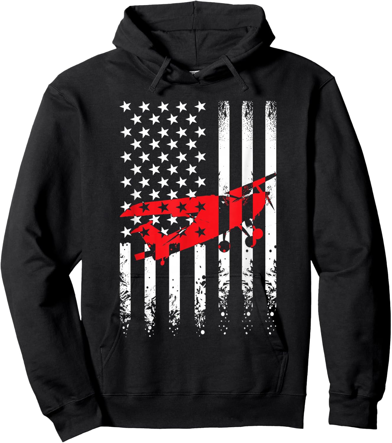 USA American Flag Airplane Pilot Aviator Planes 4th of July Women Girls Kids Men Hoodie - Hoodie | Black
