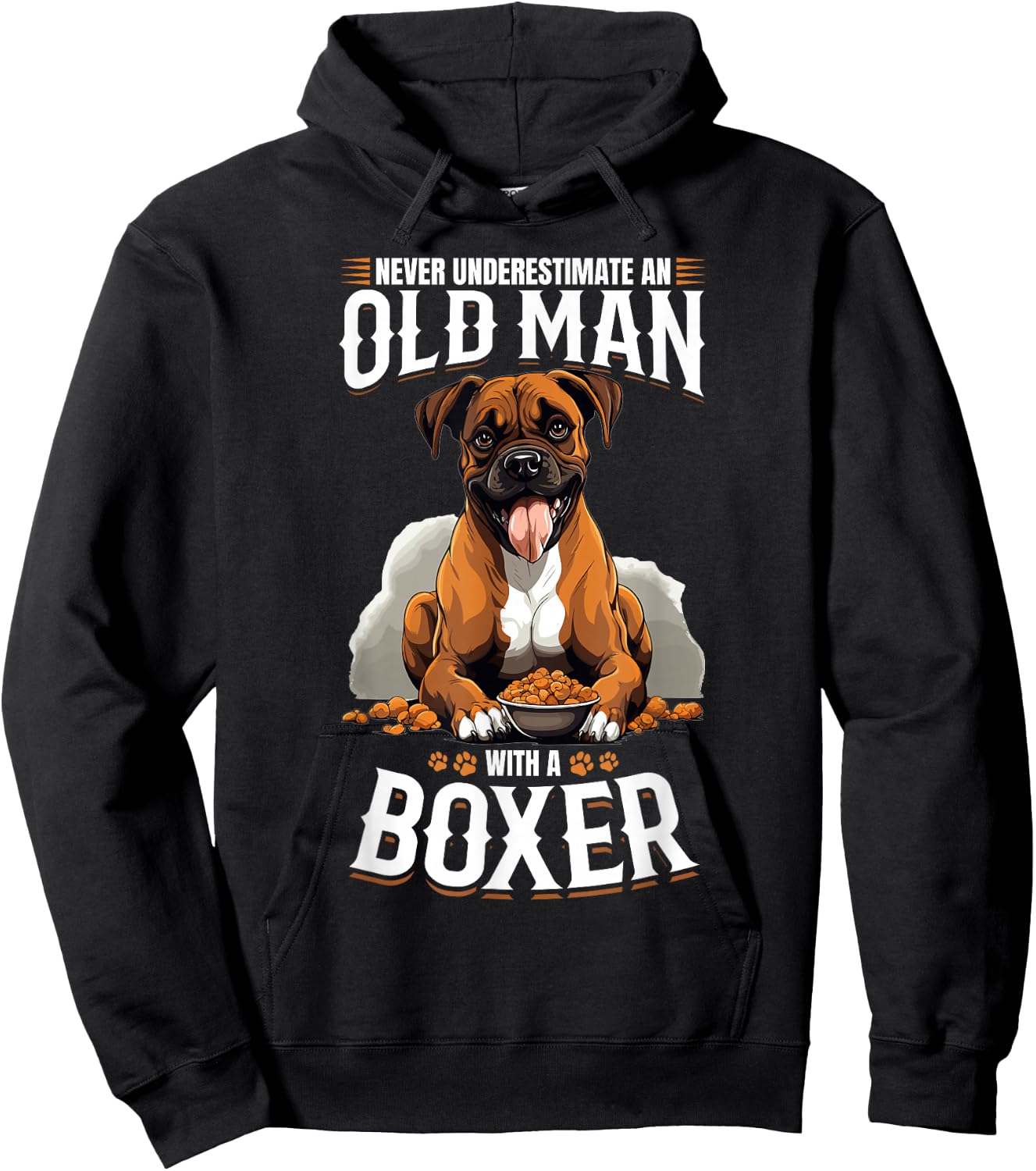 Boxer Dog Breed Pet - Never Underestimate an Old Man Hoodie - Hoodie | Black