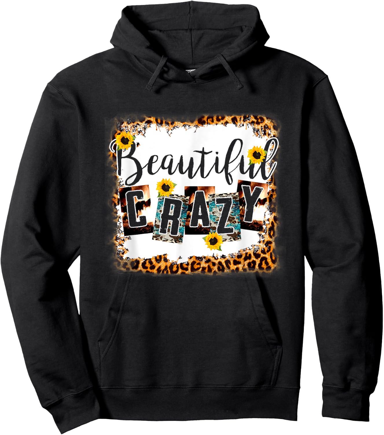 Crazy Women Beautiful Country Music Girl Western Leopard Hoodie - Hoodie | Black