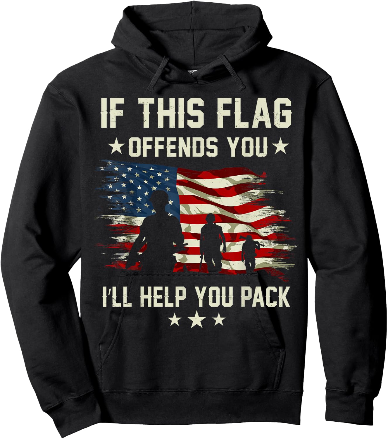 Sacrificed If This Flag Offends You I'll Help You Pack Army Veteran Hoodie - Hoodie | Black