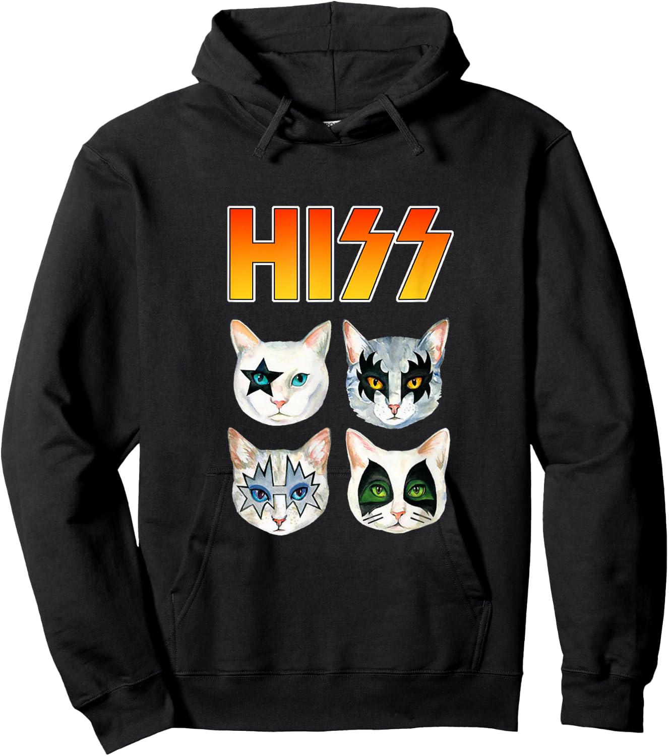 HISS Cat Kitten Meow Rocker Parody Band Funny Cat Lover Men Women Girls Kids Hoodie - Hoodie | Black