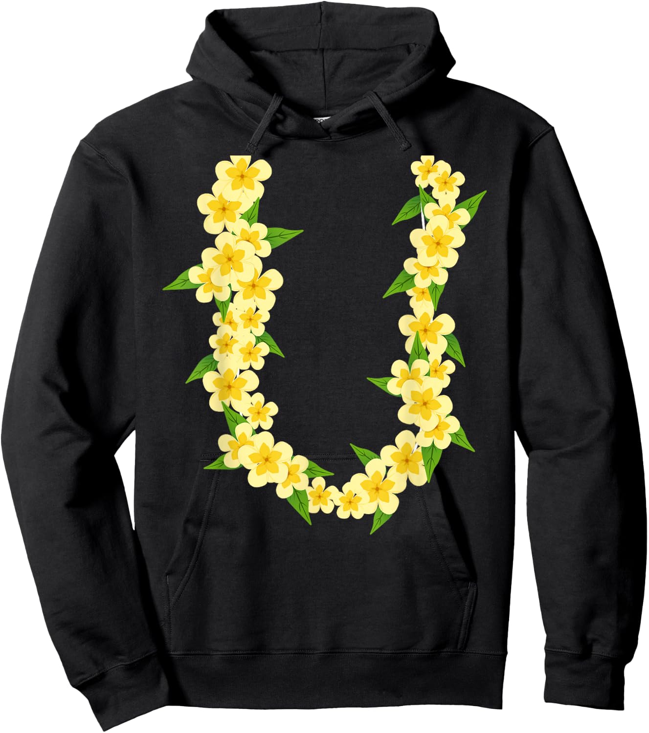 Hawaiian Flower Necklace Tropical Summer Holiday Lei Hoodie - Hoodie | Black