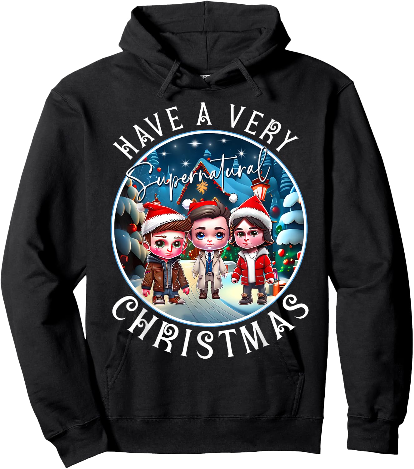 Have A Very SPN Christmas Cute Chibi Hoodie - Hoodie | Black