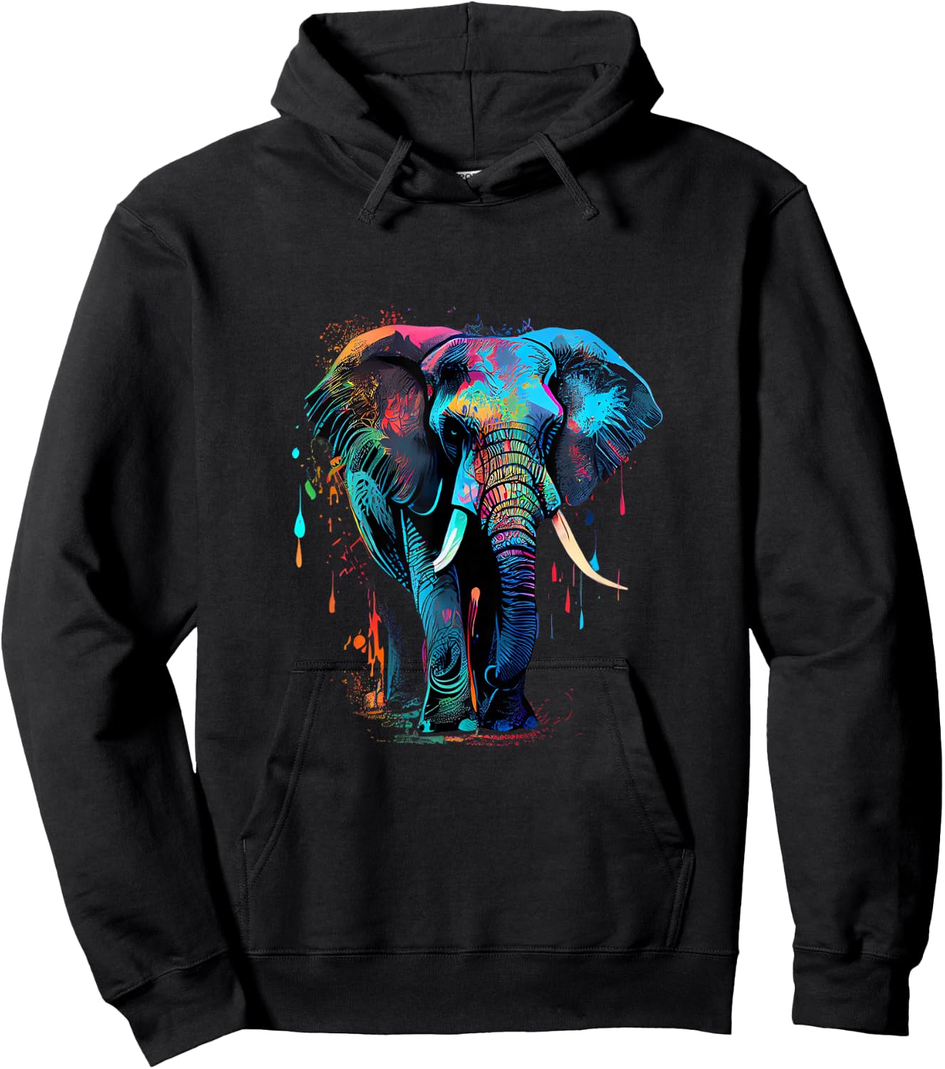 Elephant Face Colorful Pop Art Design Elephant Lovers Hoodie - Hoodie | Black