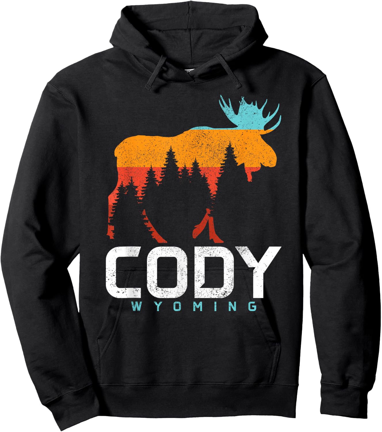 Cody Wyoming Vintage Retro Pride Souvenir Moose Nature Hoodie - Hoodie | Black