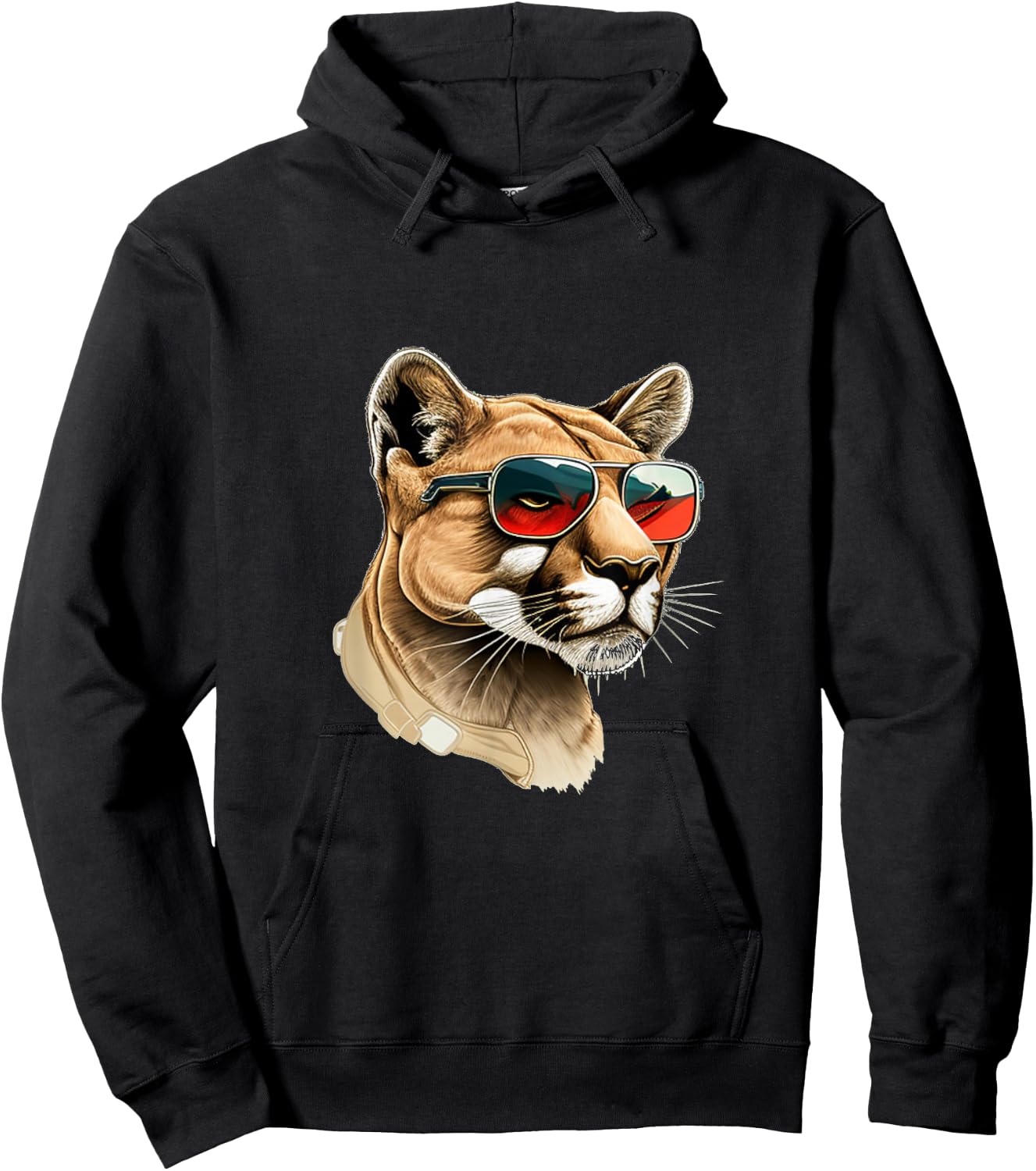 Funny Cougar with Sunglasses Hoodie - Hoodie | Black