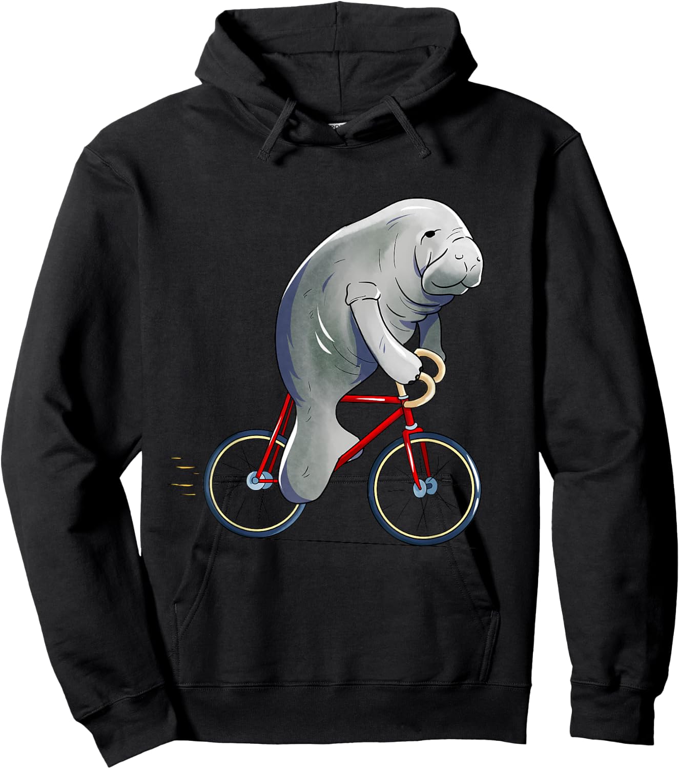 Manatee Riding Bicycle Cute Biker Cyclist Hoodie - Hoodie | Black
