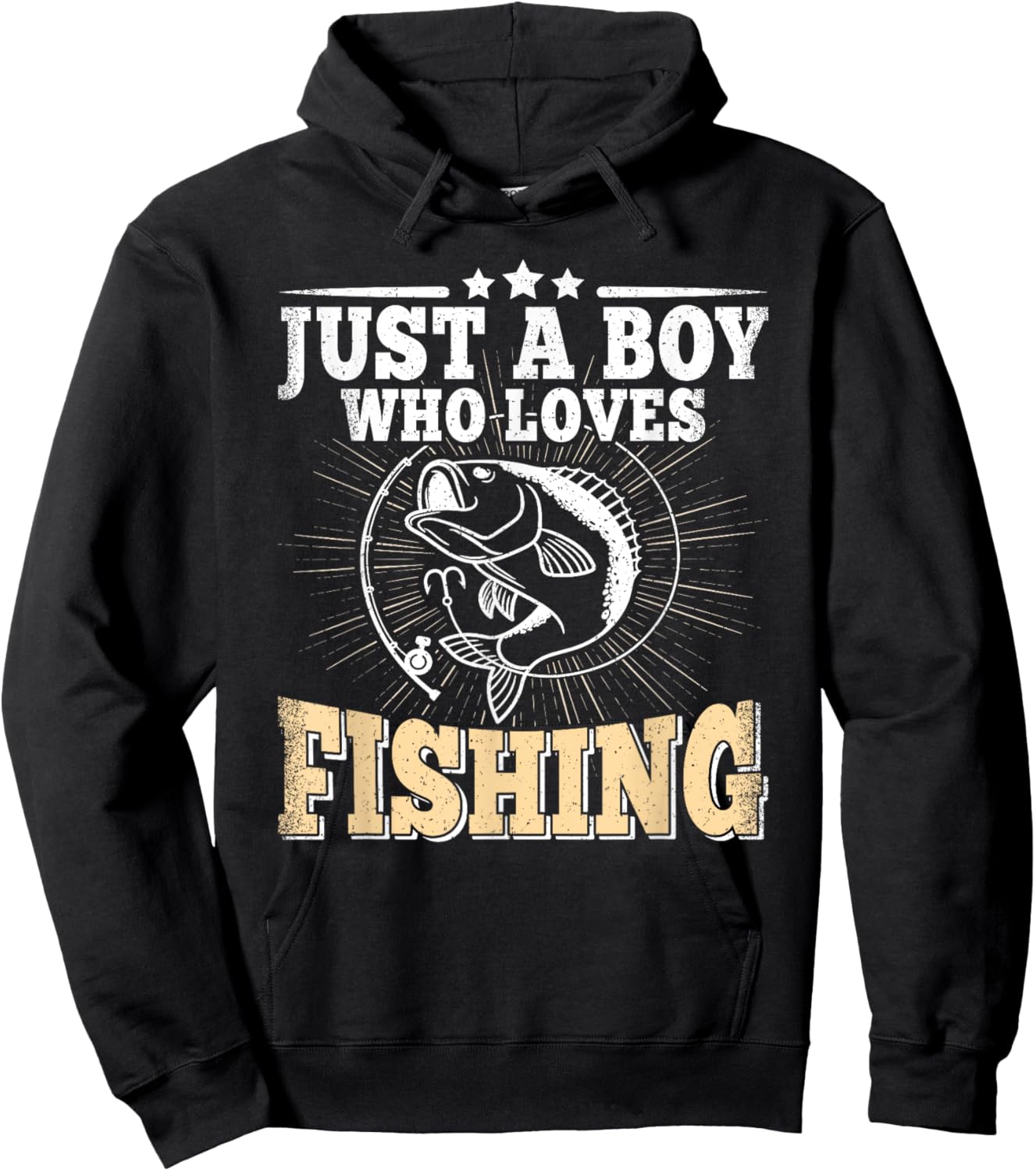 Just A Boy Who Loves Fishing Funny Bass Fish Fisherman Hoodie - Hoodie | Black