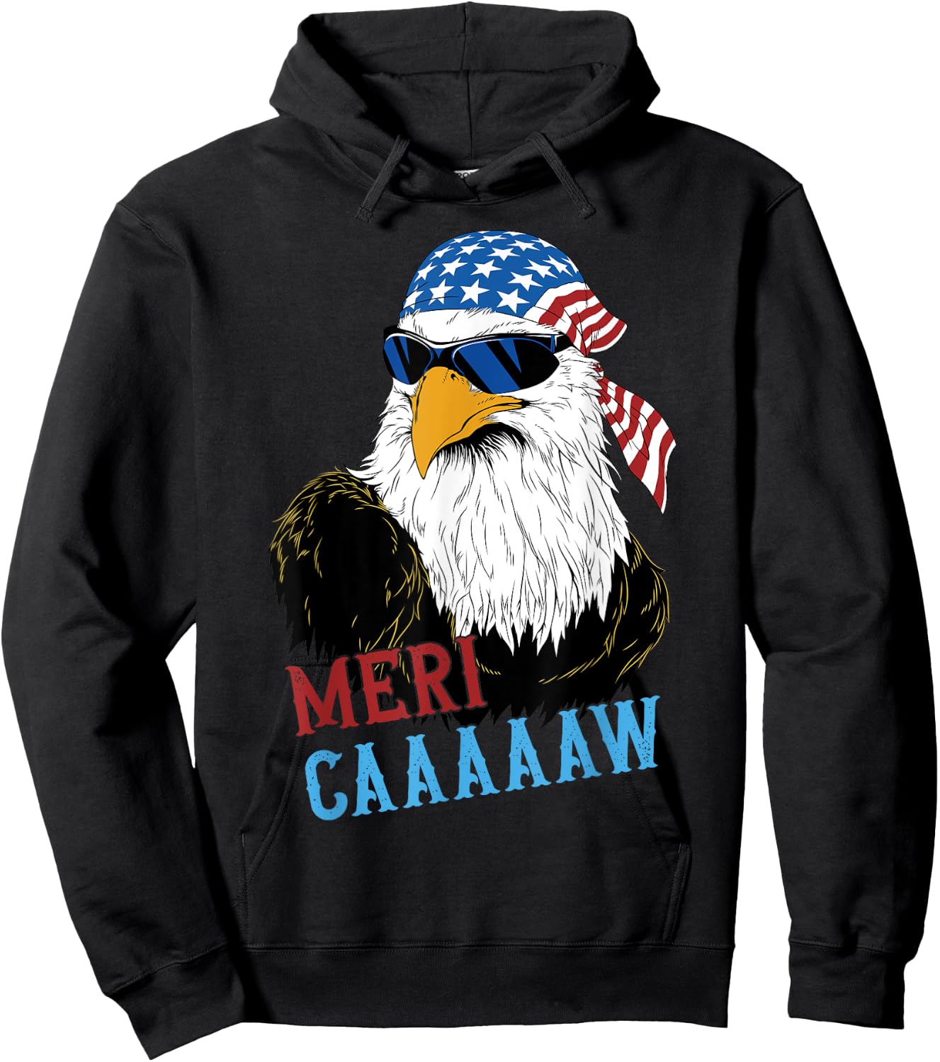mericaaaaaw Eagle Mullet 4th Of July USA American Flag Hoodie - Hoodie | Black