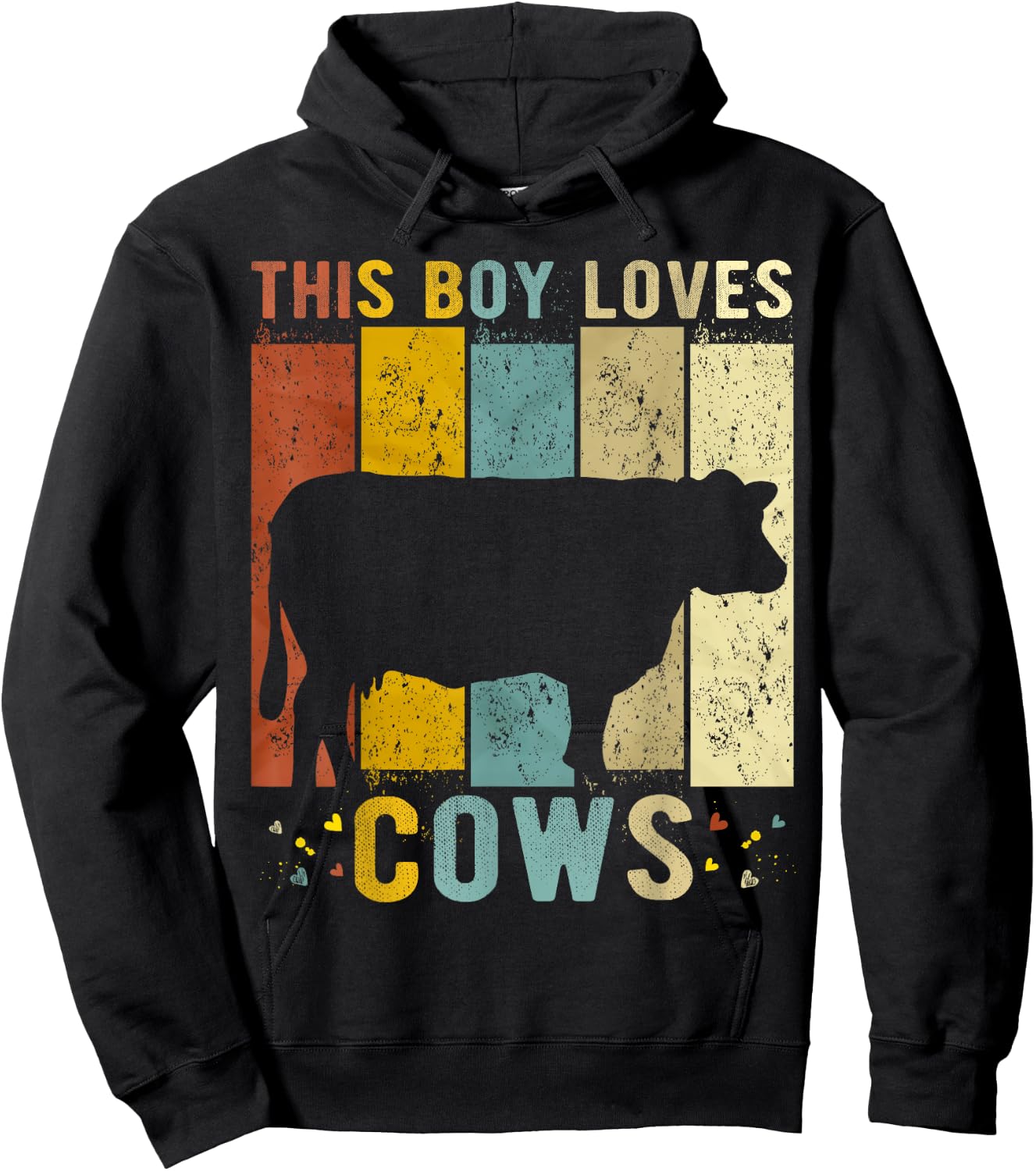 This Boy Loves Cows Boys Cow Hoodie - Hoodie | Black