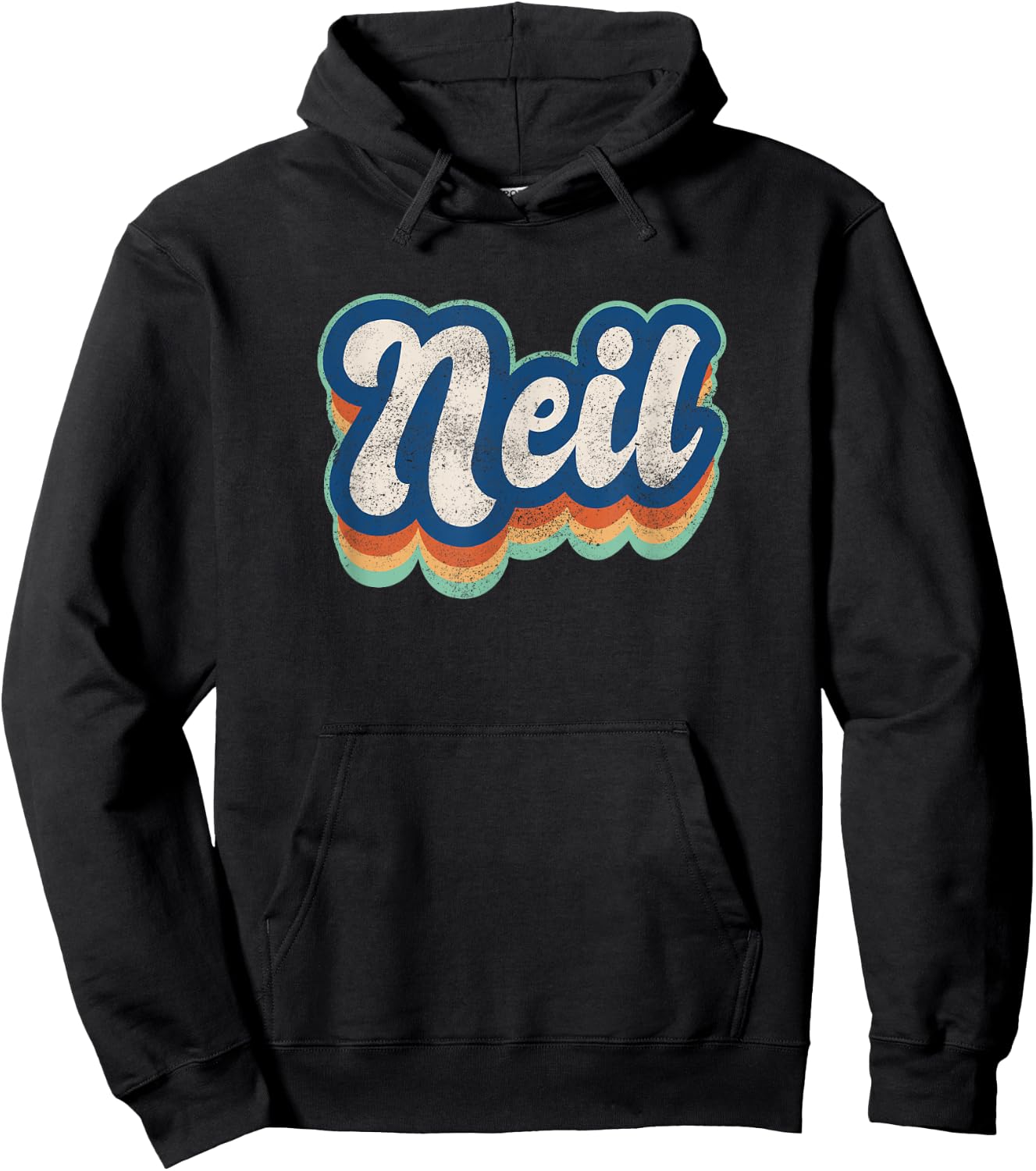 Neil First Name Boy Vintage Style 70s 80s Personalized Hoodie - Hoodie | Black