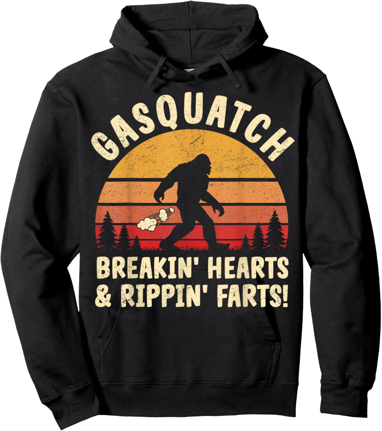 Farting Bigfoot Breaking Hearts And Ripping Farts Sasquatch Hoodie - Hoodie | Black