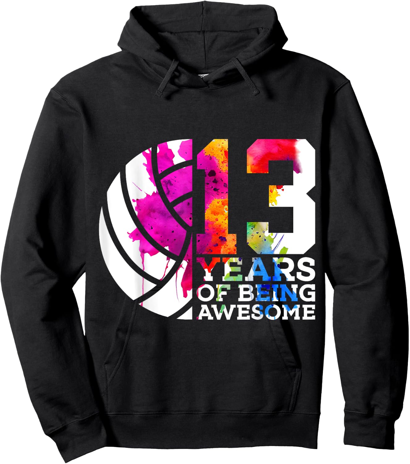 13 Years of Being Awesome Volleyball 13th Birthday Hoodie - Hoodie | Black