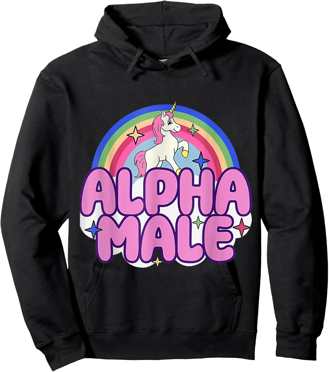 Ironic Alpha Male Unicorn Rainbow Women Hoodie - Hoodie | Black