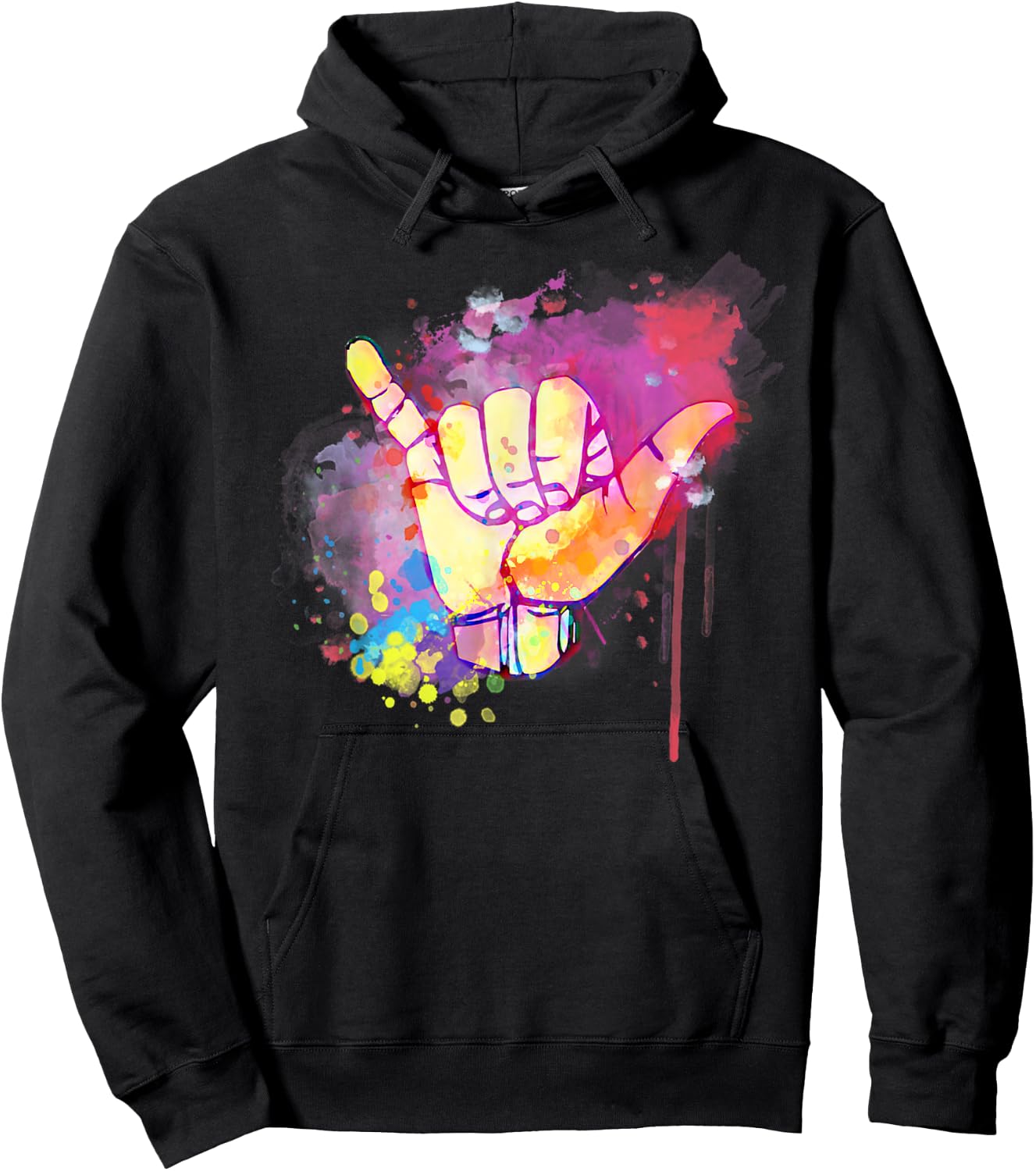 Cute Hawaiian Shaka Sign Colorful Classic Retro 80's Summer Hoodie - Hoodie | Black