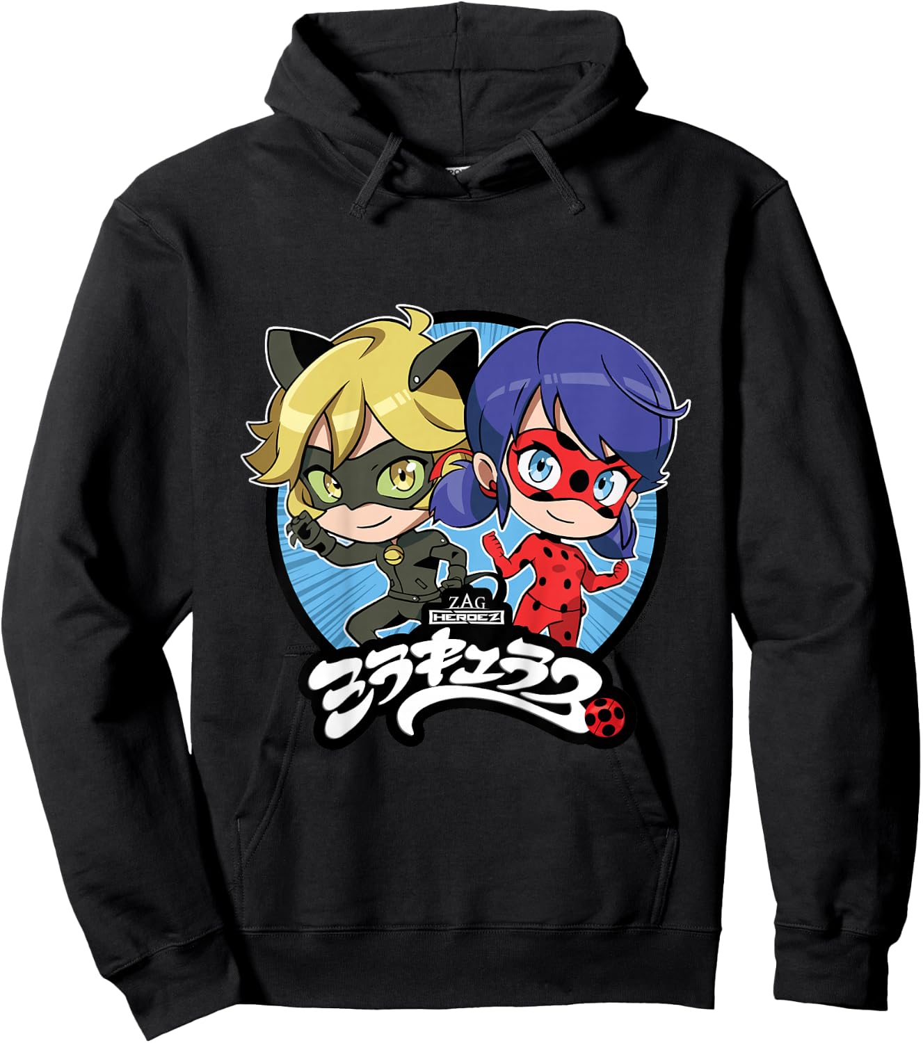 Kids Miraculous Lady Bug - Manga Lady Bug Cat Noir Hoodie - Hoodie | Black