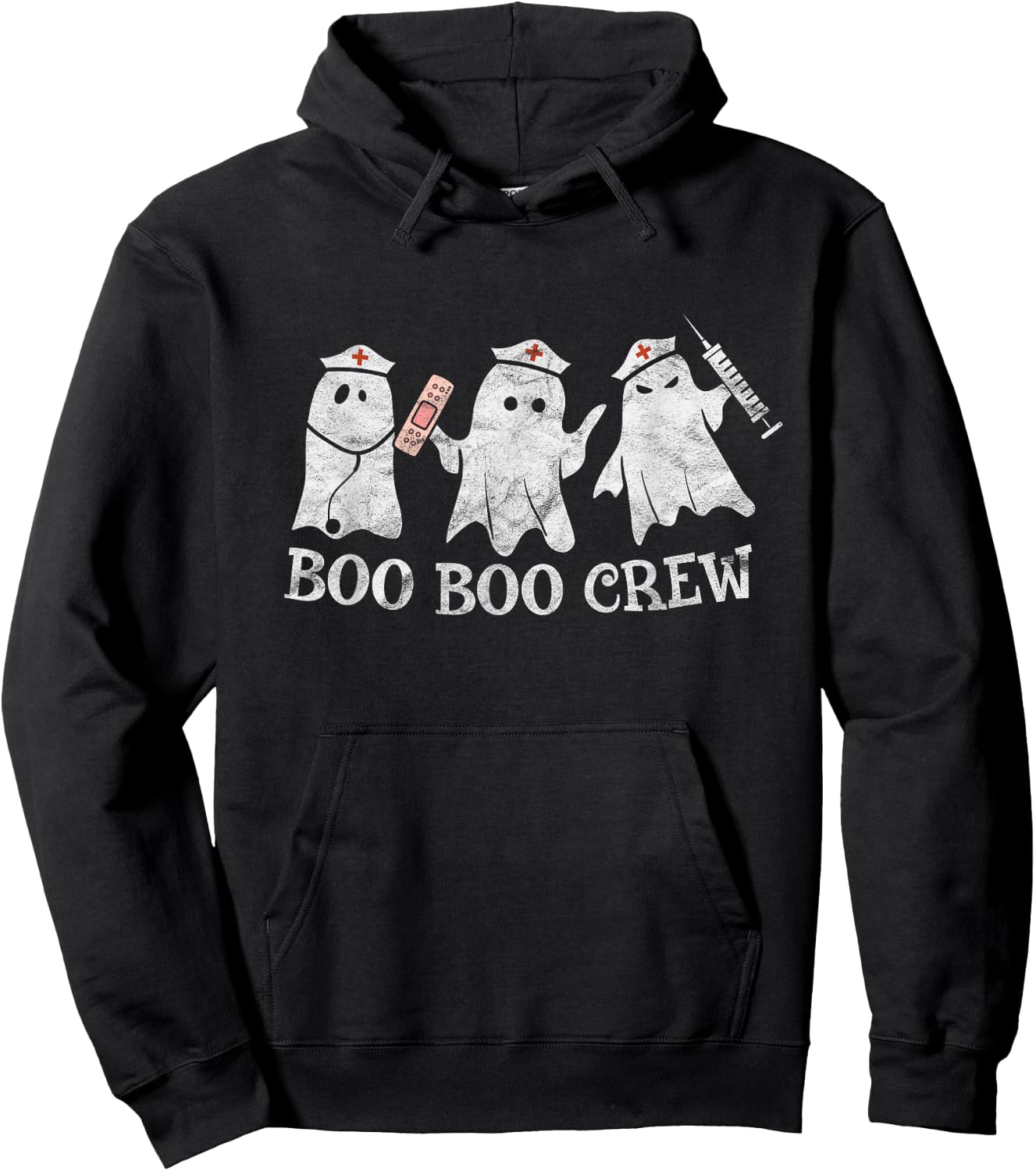 Vintage School ER RN ICU Halloween Ghost Boo Boo Crew Nurse Hoodie - Hoodie | Black