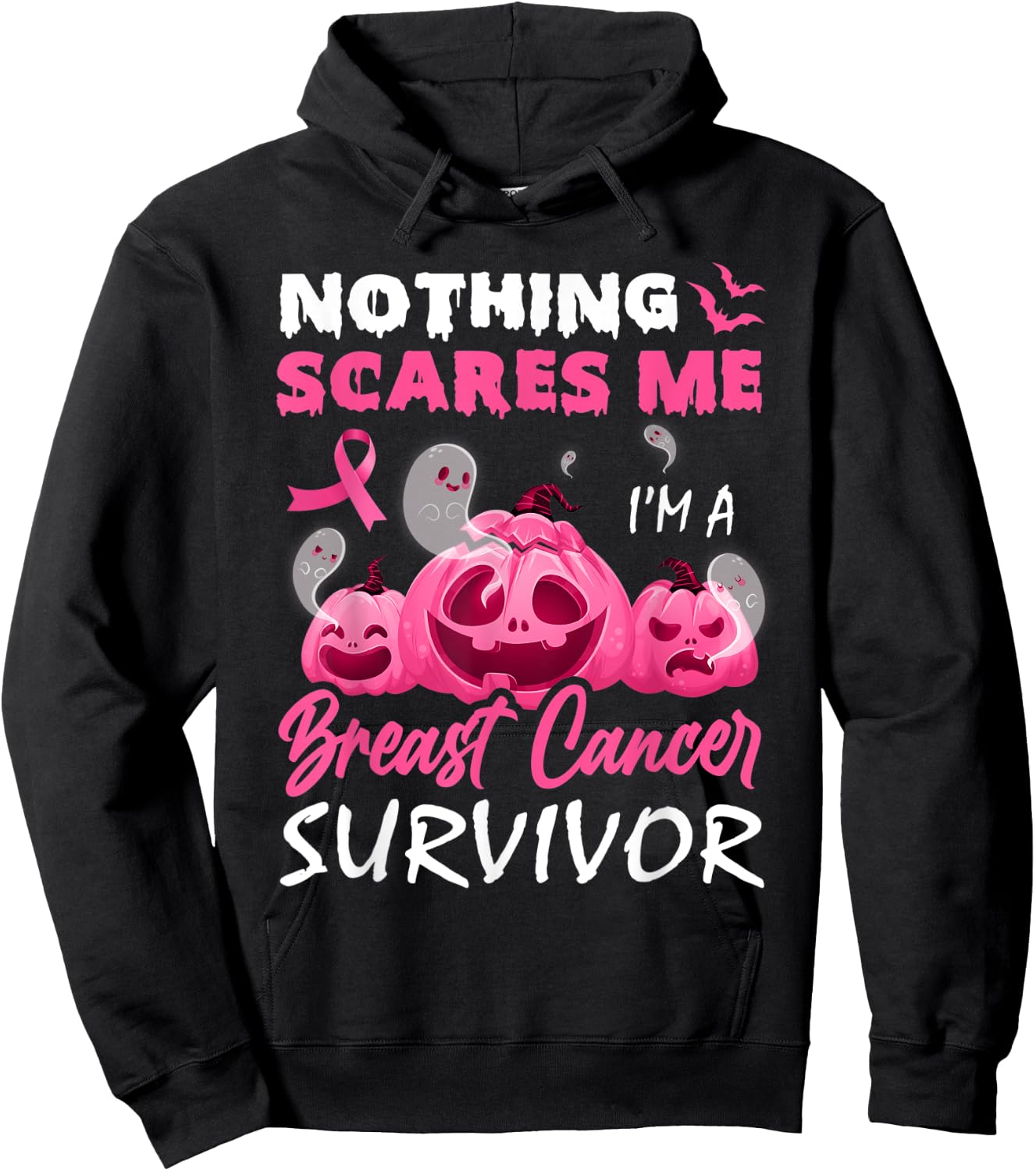 Nothing Scare Me I'm A Breast Cancer Survivor Halloween Day Hoodie - Hoodie | Black